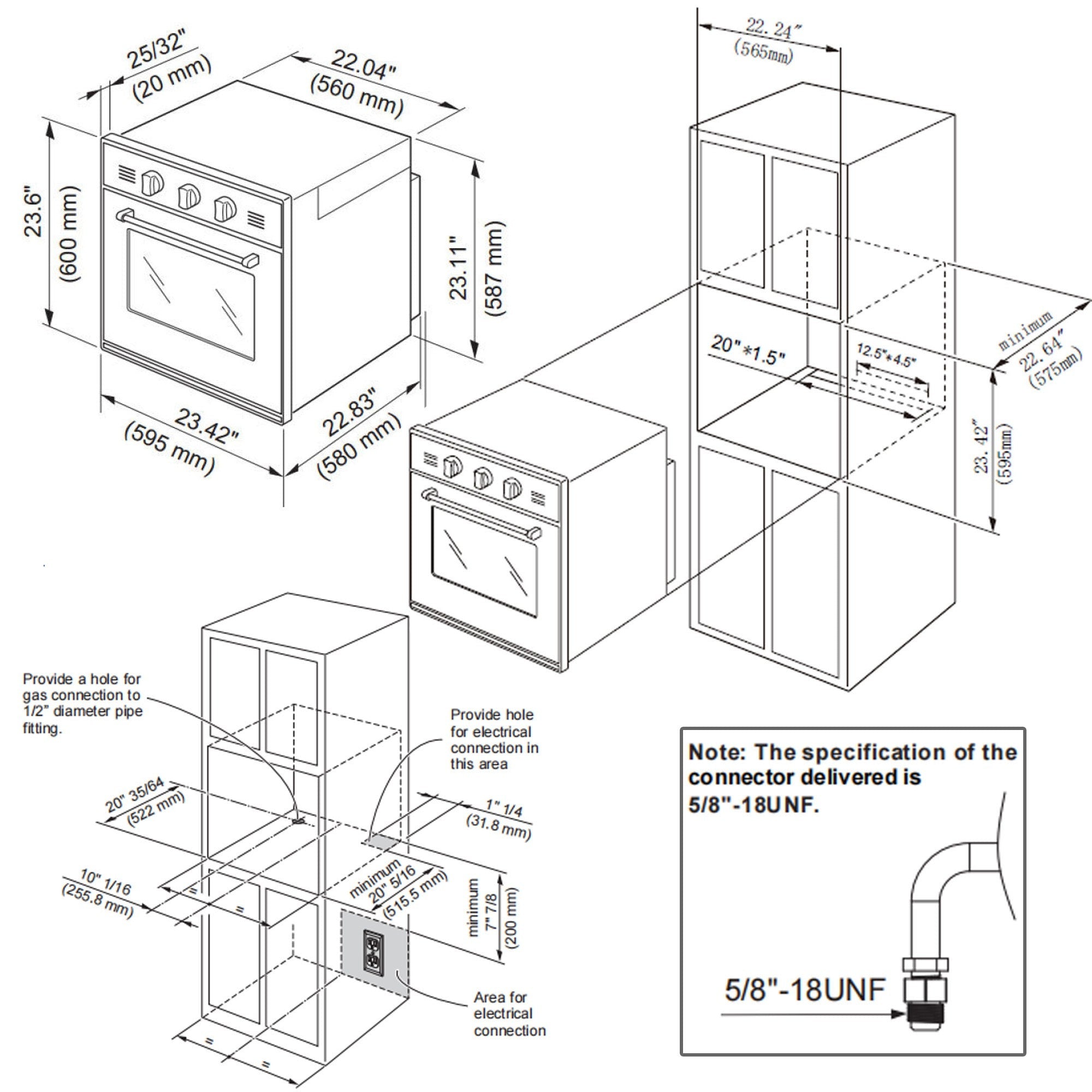 Empava 24 Inch 2.3 Cu. Ft Stainless Steel Liquid Propane Gas Wall Oven (Model 24WO11L) - Perfect for Compact Kitchens, RVs, and Small Space Cooking