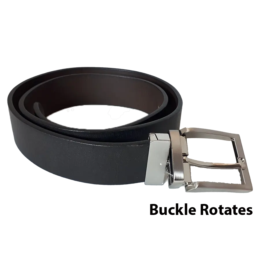 BOL Men's Reversible Solid Leather Belt - Genuine Leather Dress & Casual Belt for Business & Everyday Wear | Adjustable Buckle for Perfect Fit | Ideal for Office, Wedding & Formal Occasions