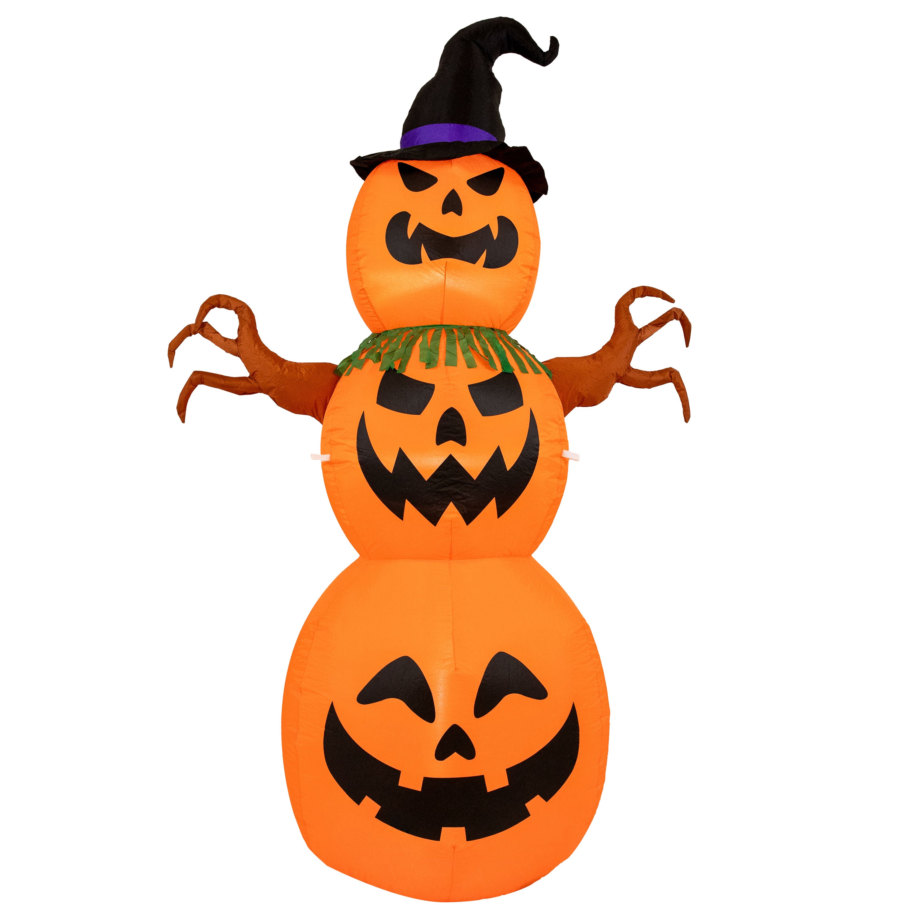 7ft Jack O' Lantern Scarecrow Pumpkin Inflatable Halloween Yard Decoration - Outdoor Party Decor for Halloween, Fall Harvest & Spooky Festivals