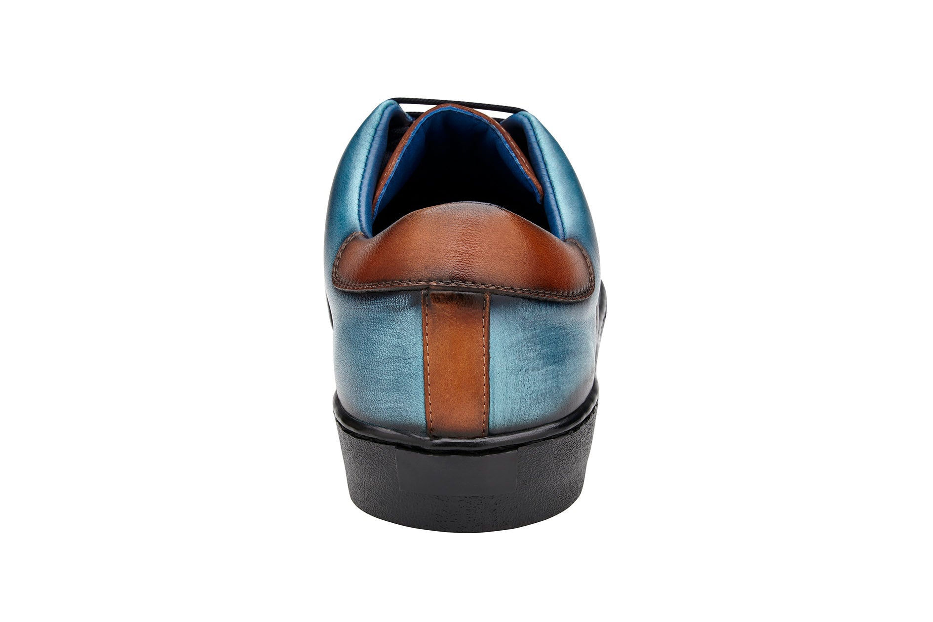Belvedere Genuine Ostrich Leather & Italian Calfskin Sneakers - Antique Brandy/Antique Ocean Blue Y31 - Comfortable Luxury Shoes for Casual Wear & Street Style