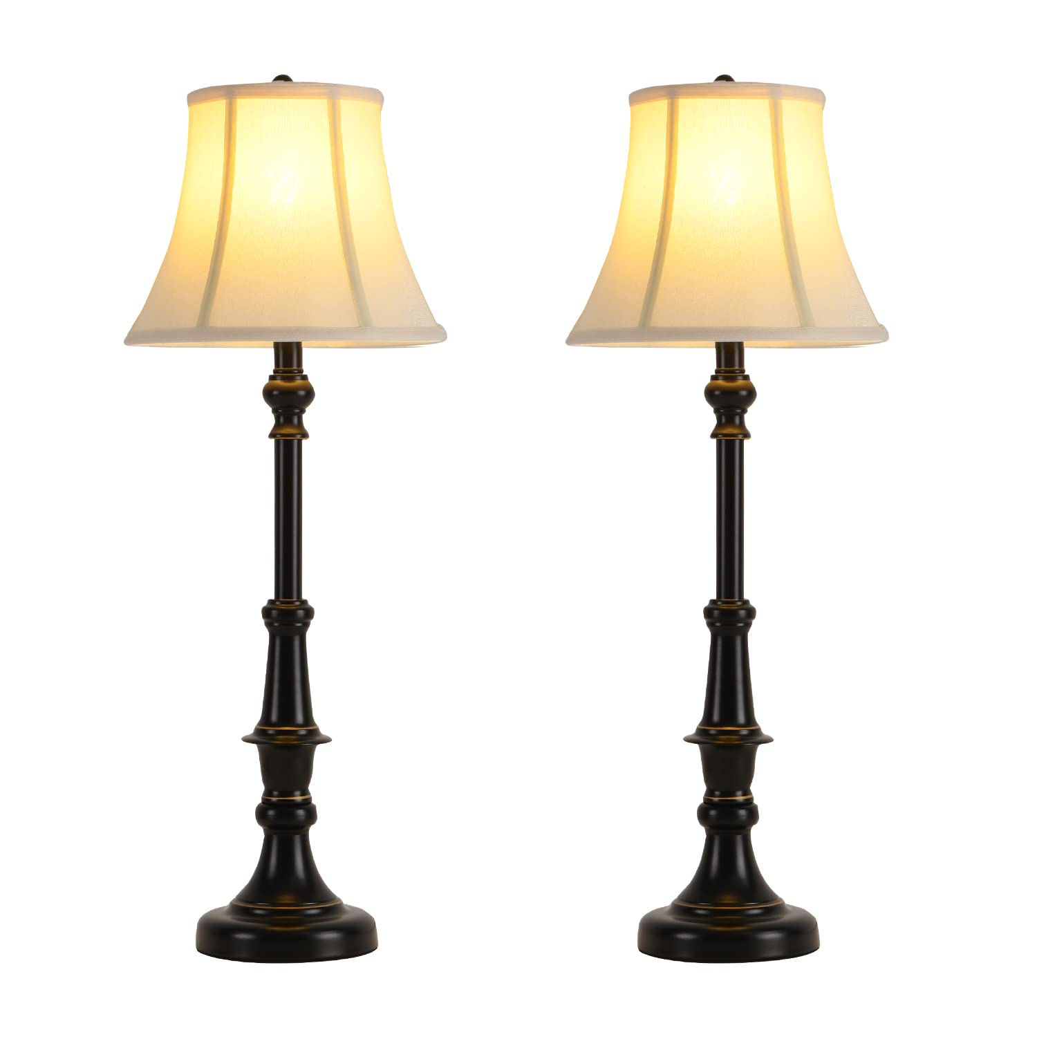 2 Pack Vintage Style Buffet Table Lamps - Traditional Bedside Lamps Set with Tall Design for Living Room, Bedroom, Office | Perfect for Home Decor, Reading Nook & Nightstand Lighting