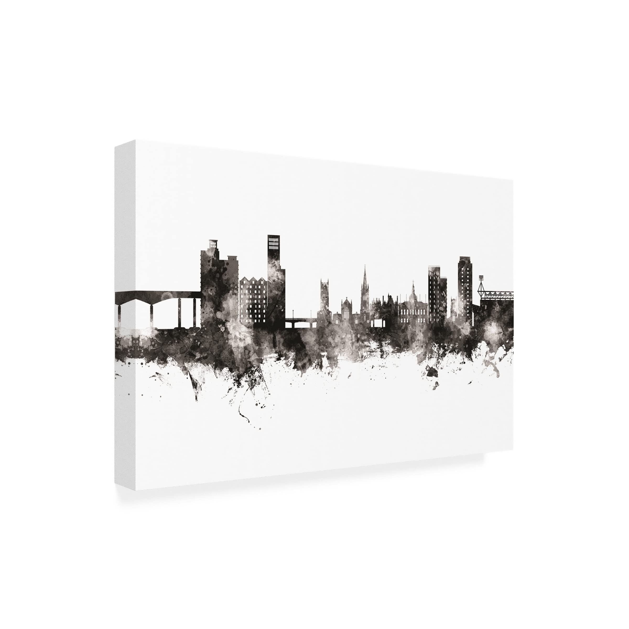 Michael Tompsett 'Ipswich England Skyline BW' Canvas Art Print - Black & White Landscape Wall Decor for Living Room, Office & Bedroom