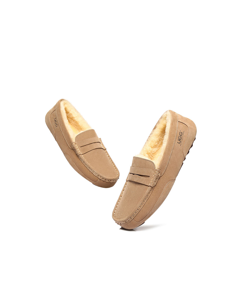 Men's Anthony UGG Moccasins - Genuine Sheepskin Slippers with Arch Support | Indoor/Outdoor Comfort House Shoes for Men | Perfect for Winter, Lounge & Casual Wear