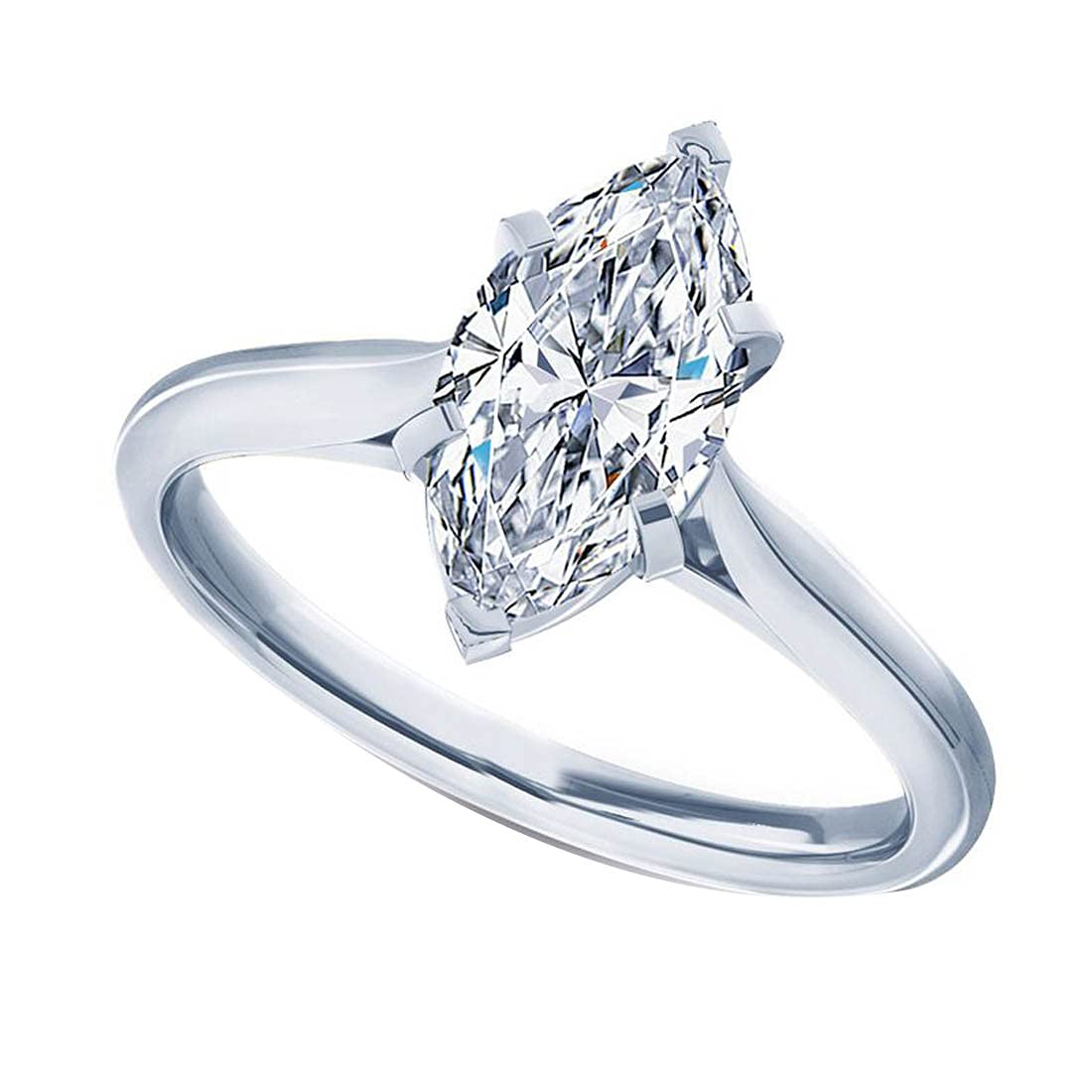 1.00 TCW Simulated Marquise Diamond Solitaire Engagement Ring - 14k Gold Plated Sterling Silver Wedding Band for Women - Cathedral Setting Anniversary & Proposal Ring - Perfect for Weddings, Anniversaries, Valentine's Day Gifts