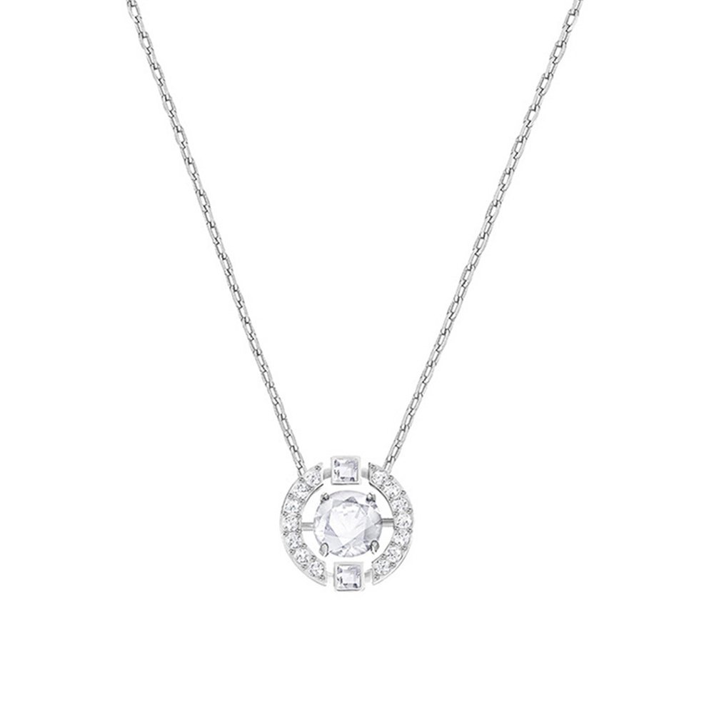 Sparkling Round Crystal Pendant Necklace for Women - Elegant Dance Jewelry Gift for Parties, Weddings & Special Occasions