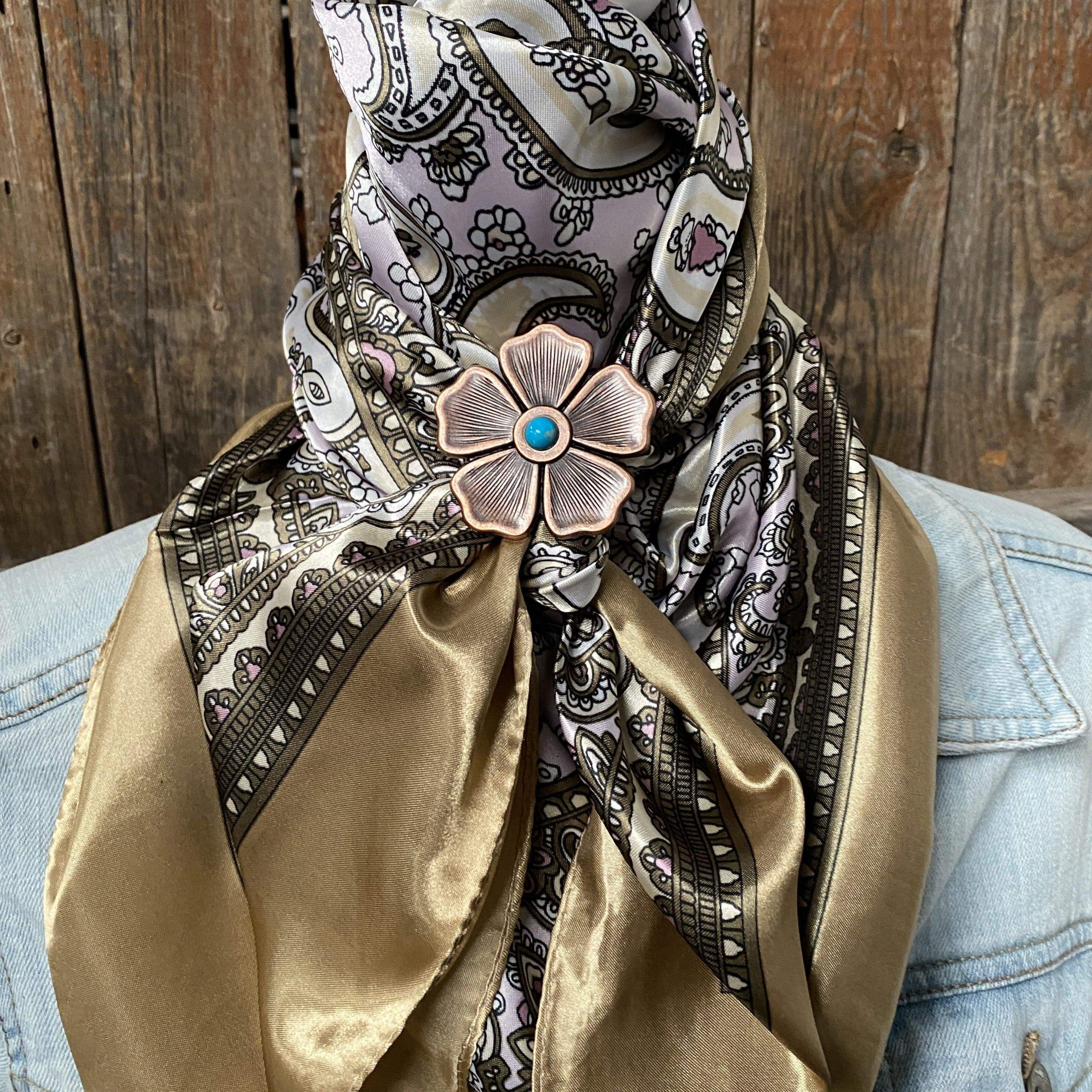 35X35 Tan & Pink Paisley Wild Scarf - W111L Slide WRC2145B - Perfect for Cowboy Fashion, Western Rodeo & Outdoor Adventures