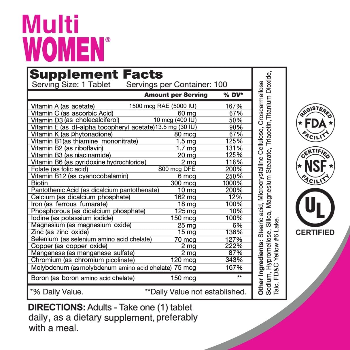 ALFA VITAMINS Women's Multivitamin Supplement with Essential Vitamins, Minerals, Amino Acids & Antioxidants - 100 Tablets for Daily Energy, Immunity & Overall Wellness - Perfect for Busy Women, Moms & Active Lifestyles