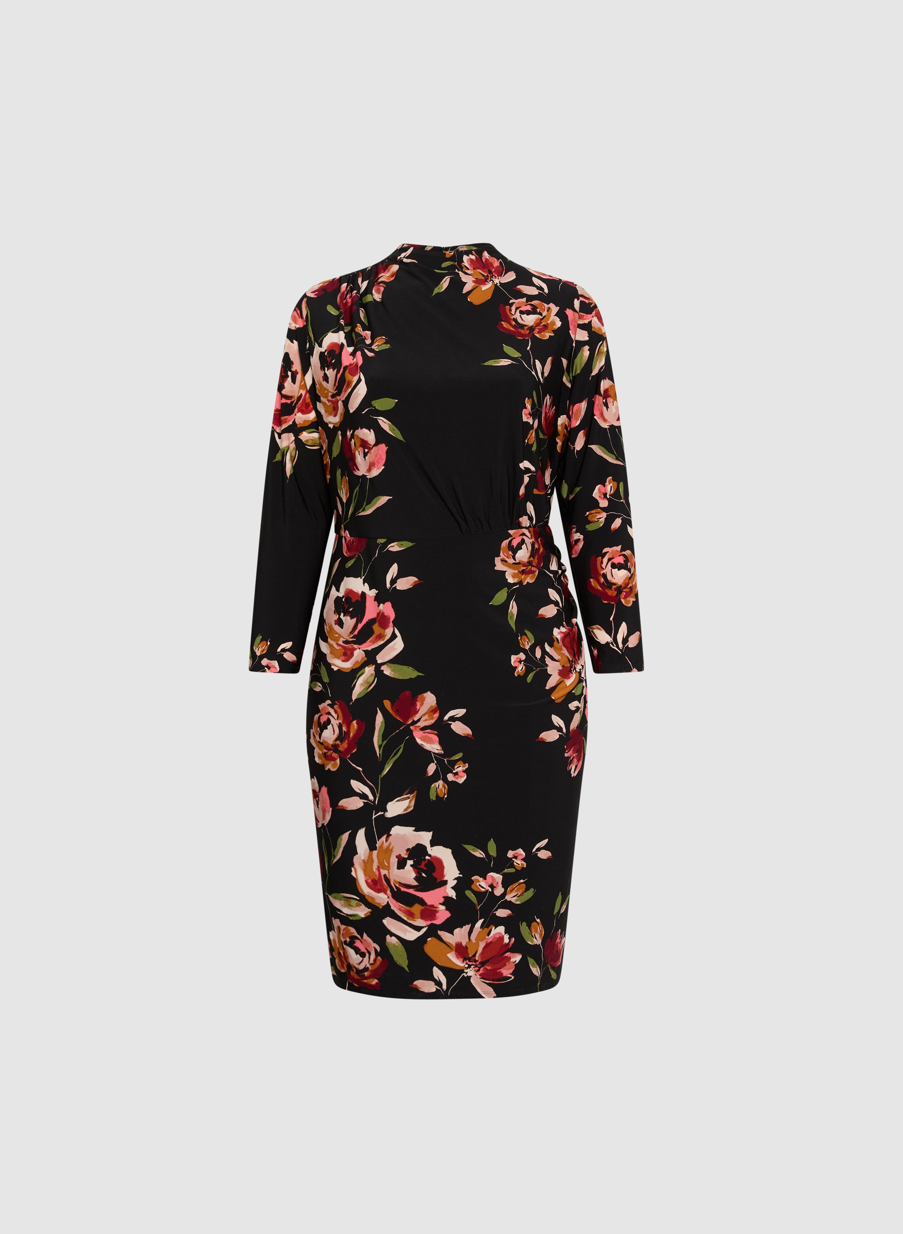 Floral Print Mock Neck Dress for Women - Elegant Summer Party & Wedding Guest Outfit