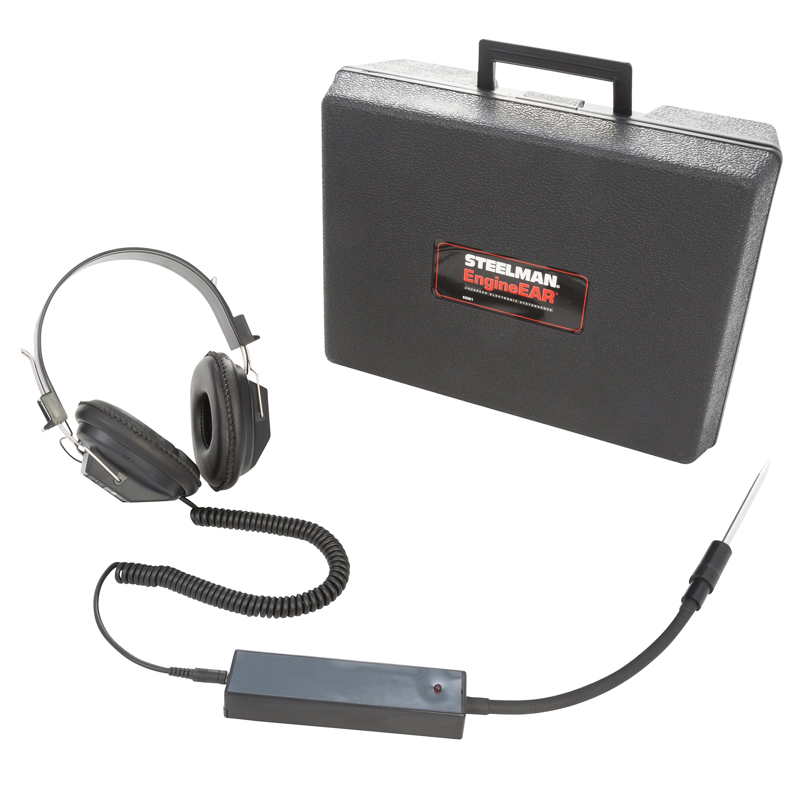 Steelman EngineEAR Stethoscope - Professional Automotive Diagnostic Tool with Noise-Canceling Headphones & Ultra-Sensitive Microphone (9V Battery Included) - Perfect for Mechanics, DIY Car Repairs & Engine Troubleshooting