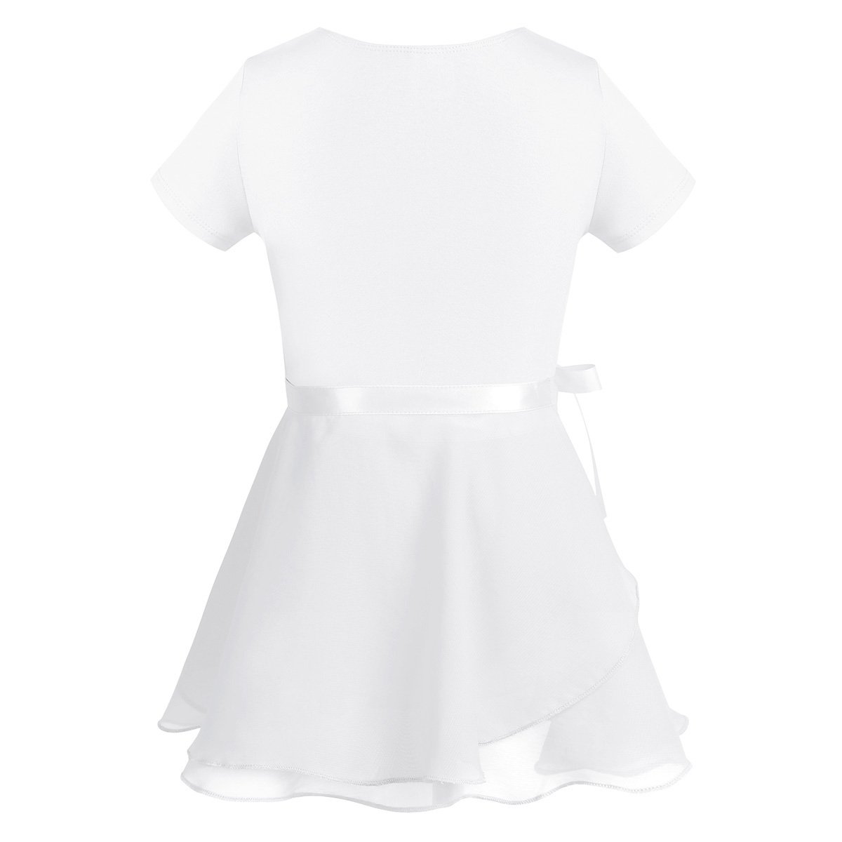 Girls Ballet Leotard with Chiffon Tutu Skirt - Classic Dancewear for Kids, Short Sleeve Athletic Leotard - Perfect for Ballet Class, Recitals & Dance Performances