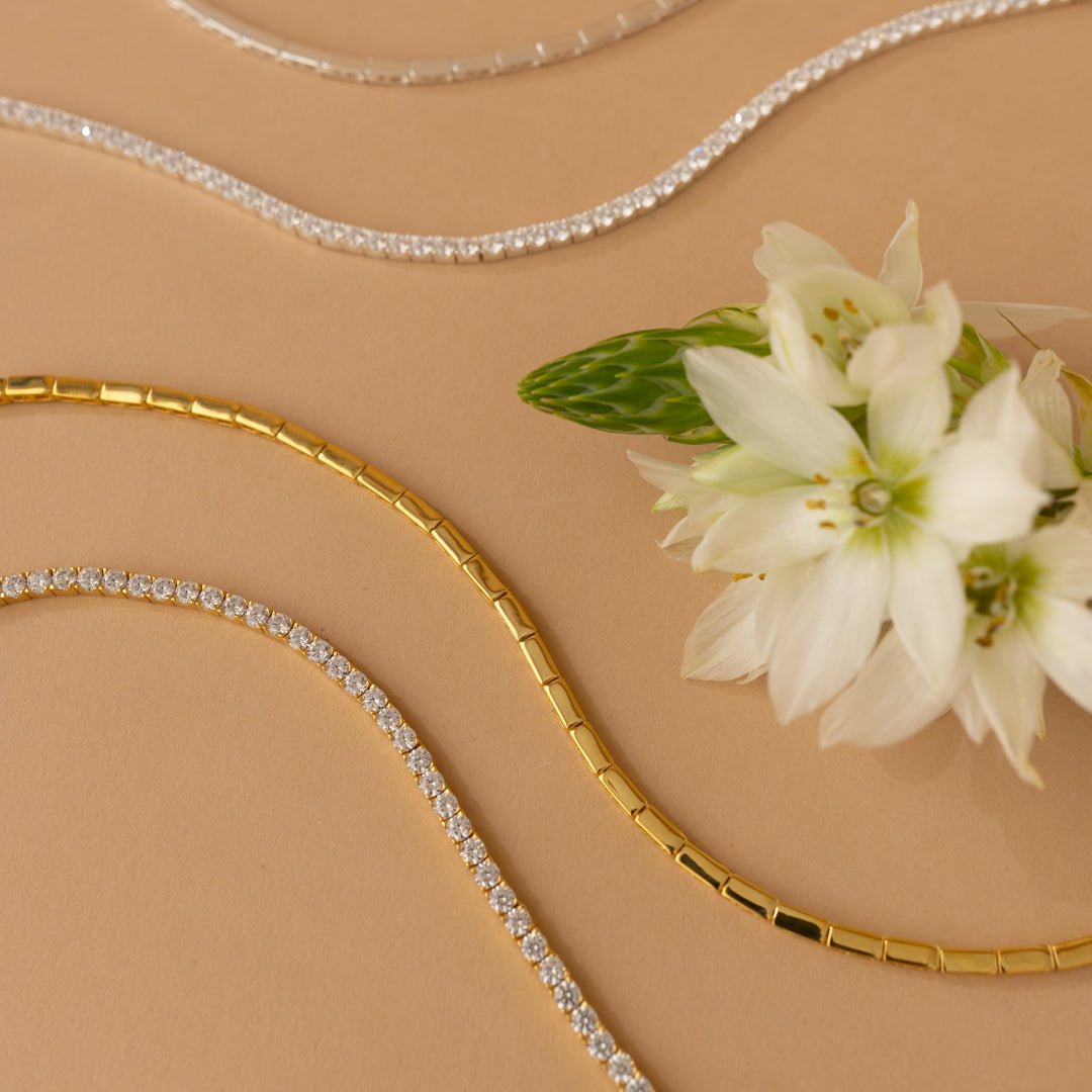 LUXE LOVE TENNIS NECKLACE - 14K Gold Plated Cubic Zirconia Diamond Necklace for Women | Elegant Jewelry Gift for Anniversary, Valentine's Day & Special Occasions