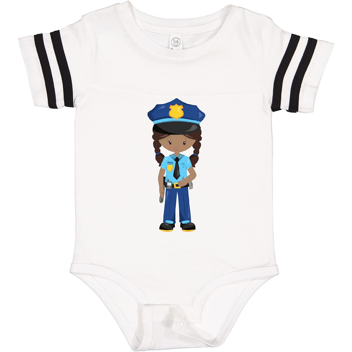 Inktastic African American Girl Police Officer Baby Bodysuit - Cute Outfit for Law Enforcement Appreciation & Everyday Wear