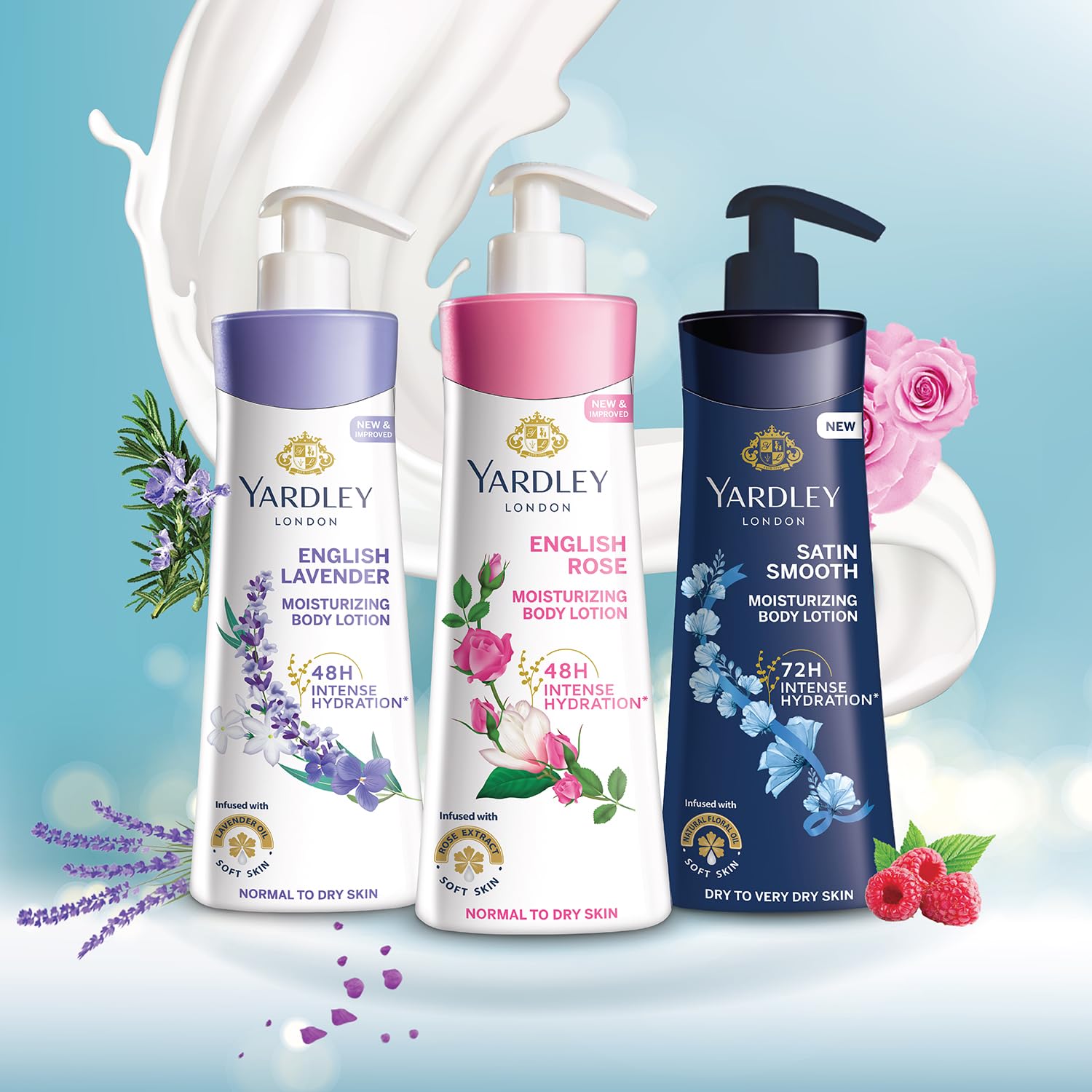 Yardley London English Rose Moisturizing Body Lotion with Germ Shield | Enriched with Rose & Geranium Oil | Daily Hydrating Hand & Body Lotion with Vitamin C & B3 for Women | 400ml | Perfect for Dry Skin Care & Daily Moisturizing Routine