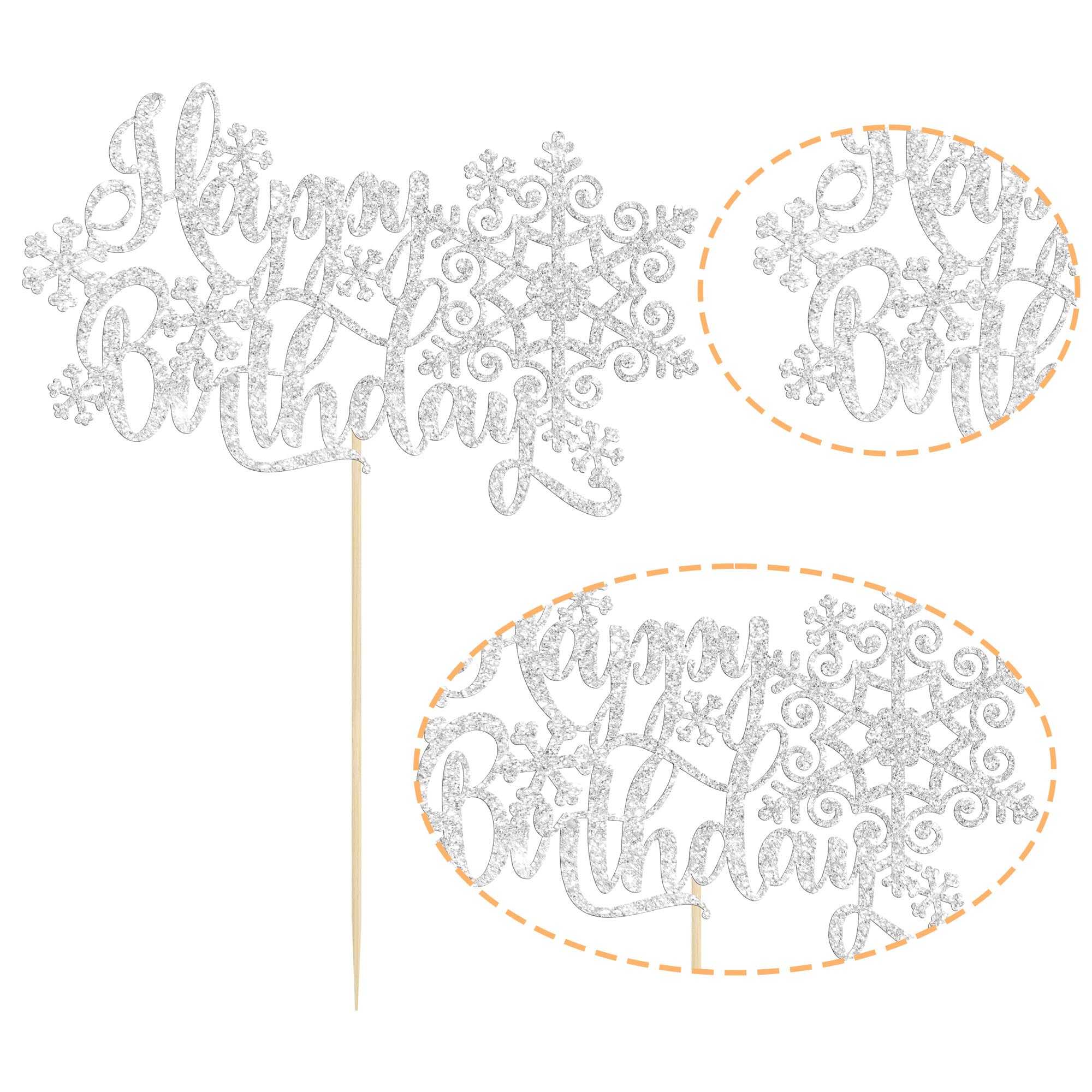 Gyufise 1 Pack Silver Glitter Snowflake Cake Topper - Winter Birthday Cake Decorations for Baby Showers, Kids Parties & Holiday Celebrations | Perfect for Winter-Themed Birthday Cakes, Christmas Desserts & Snowflake Party Decor