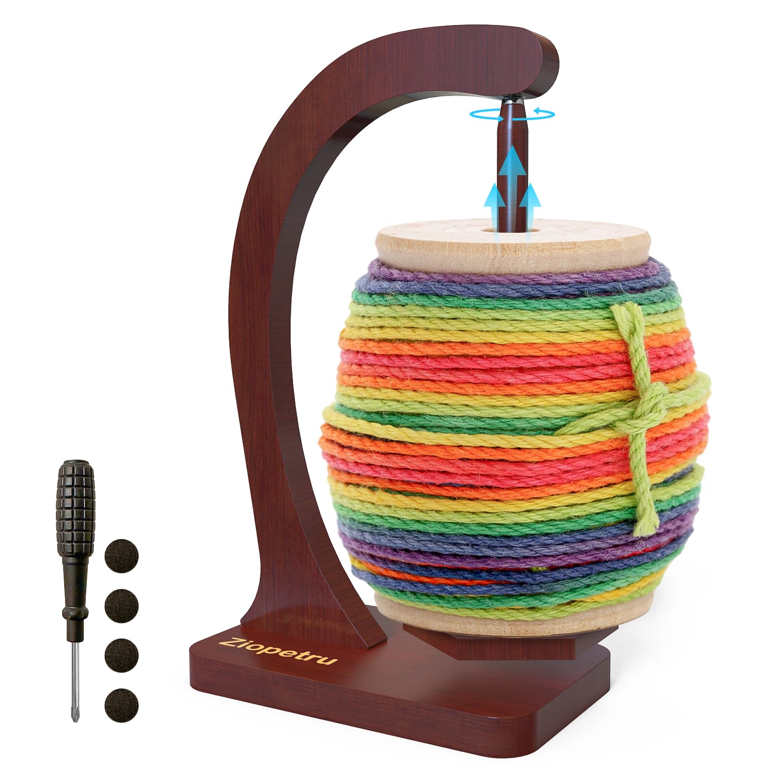 Ziopetru Wooden Magnetic Yarn Holder for Knitting & Crocheting - Anti-Slip Yarn Spinner with Sturdy Base | Perfect Gift for Knitters & Crochet Lovers | Ideal for Home Crafting, DIY Projects & Relaxing Hobbies