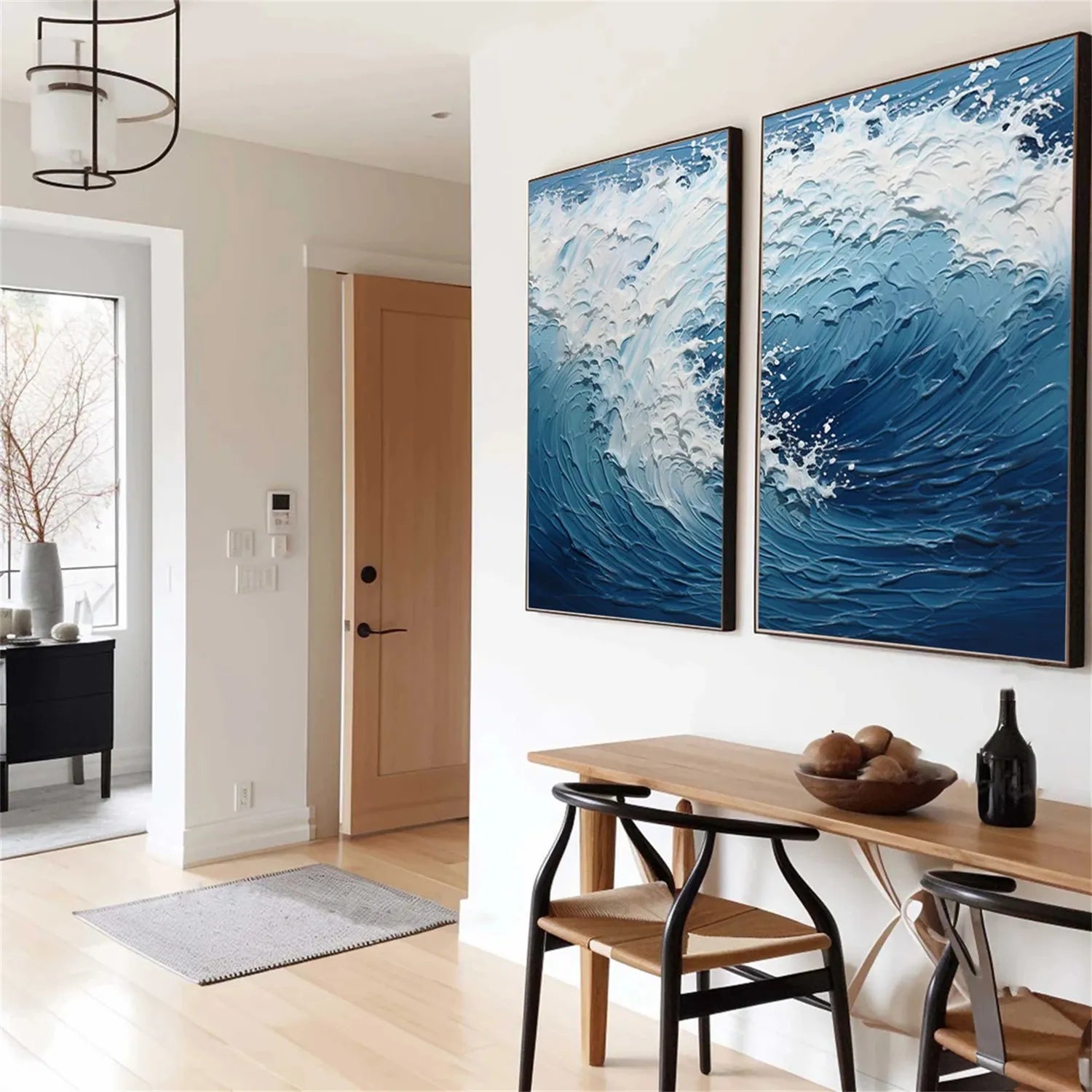 Ocean and Sky Wall Art Set of 2 - Handmade Canvas Paintings for Home Decor | Perfect for Living Room, Bedroom & Office Decorations