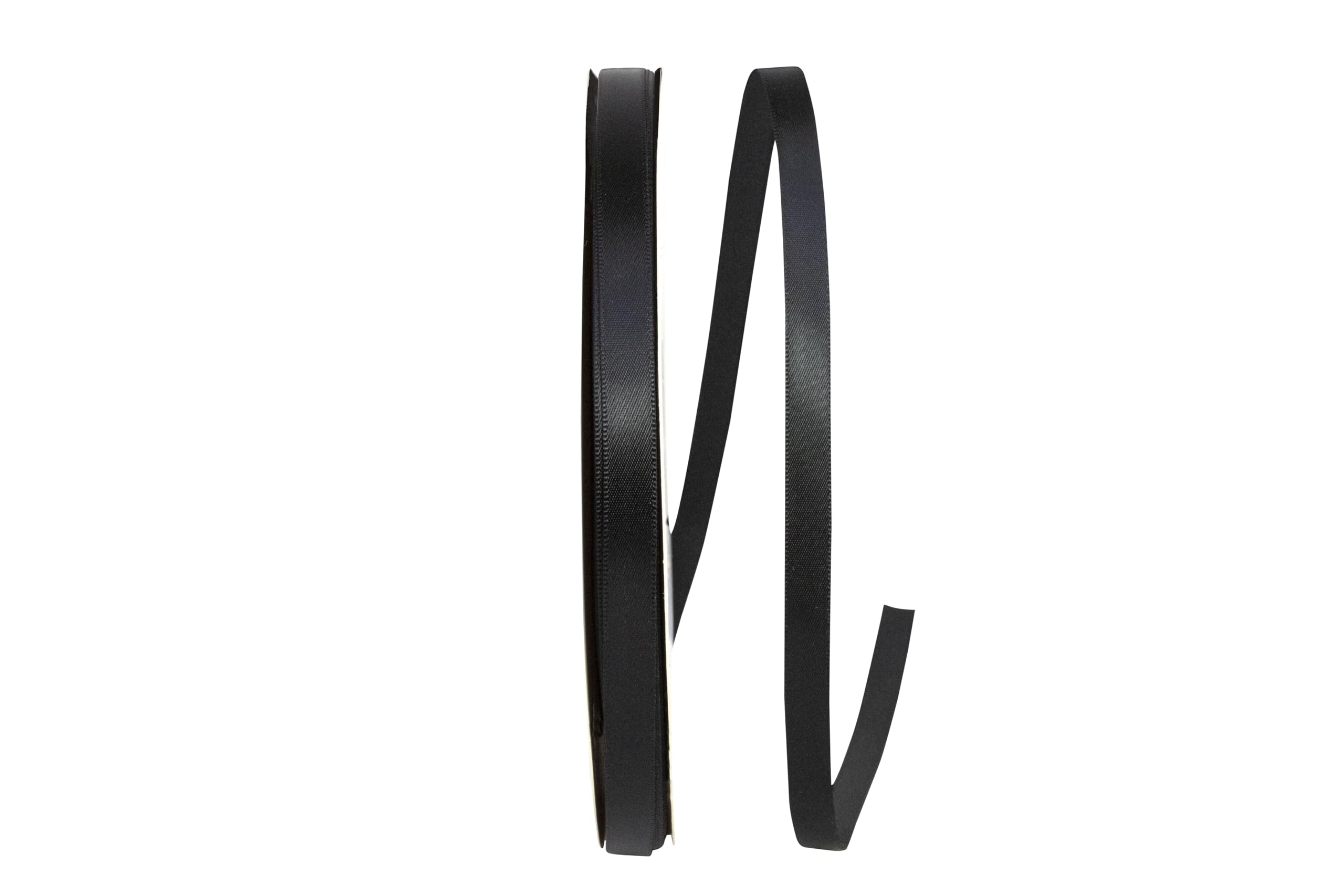 Reliant Single Face Satin Ribbon - 3/8 Inch x 100 Yards, Black SFS Ribbon for Gift Wrapping, Crafts & DIY Projects