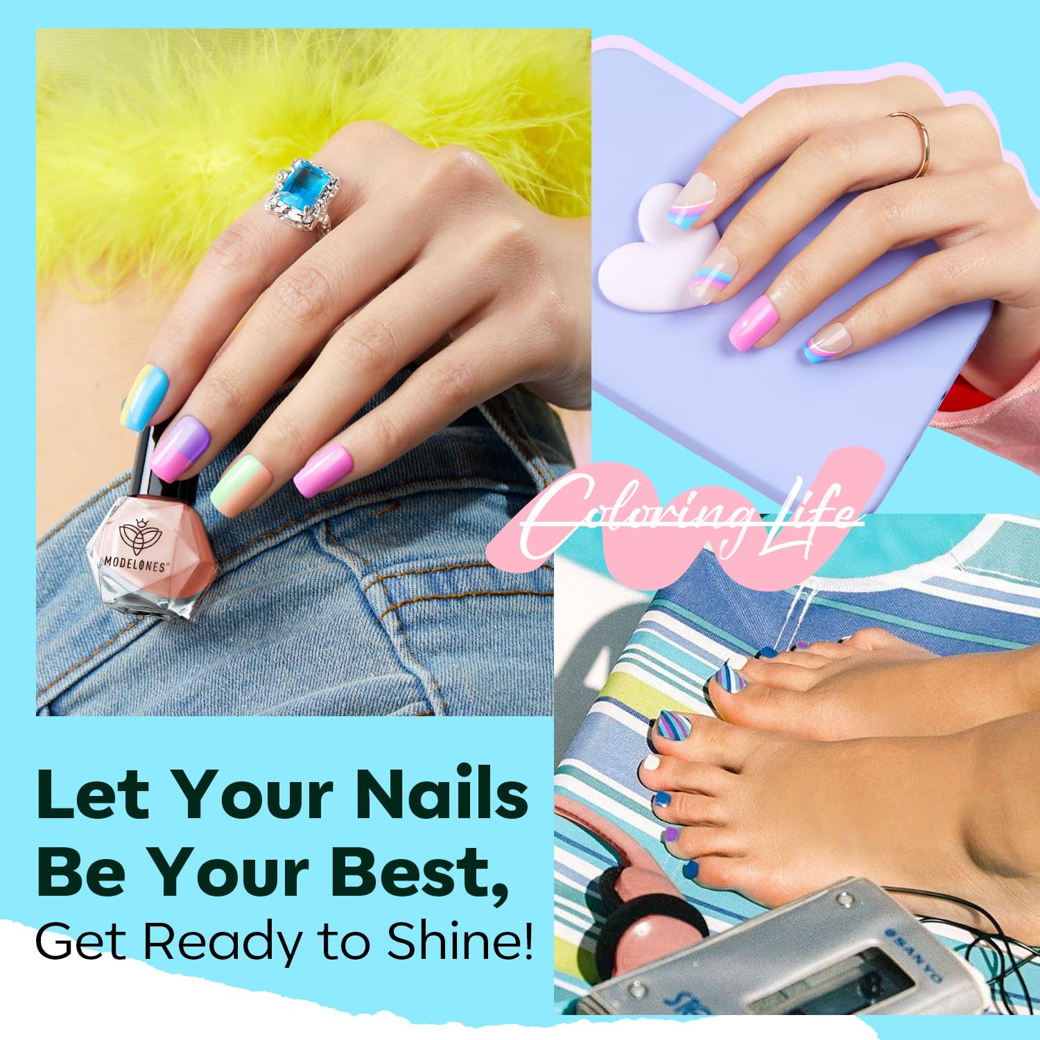 Modelones 6 Colors Spring Summer Pastel Nail Polish Set - Quick Dry Soft Pink Purple Blue Green Orange Nail Kit for Salon & Home DIY Manicure | Perfect Gift for Women & Girls | Great for Parties, Weddings, and Everyday Nail Art