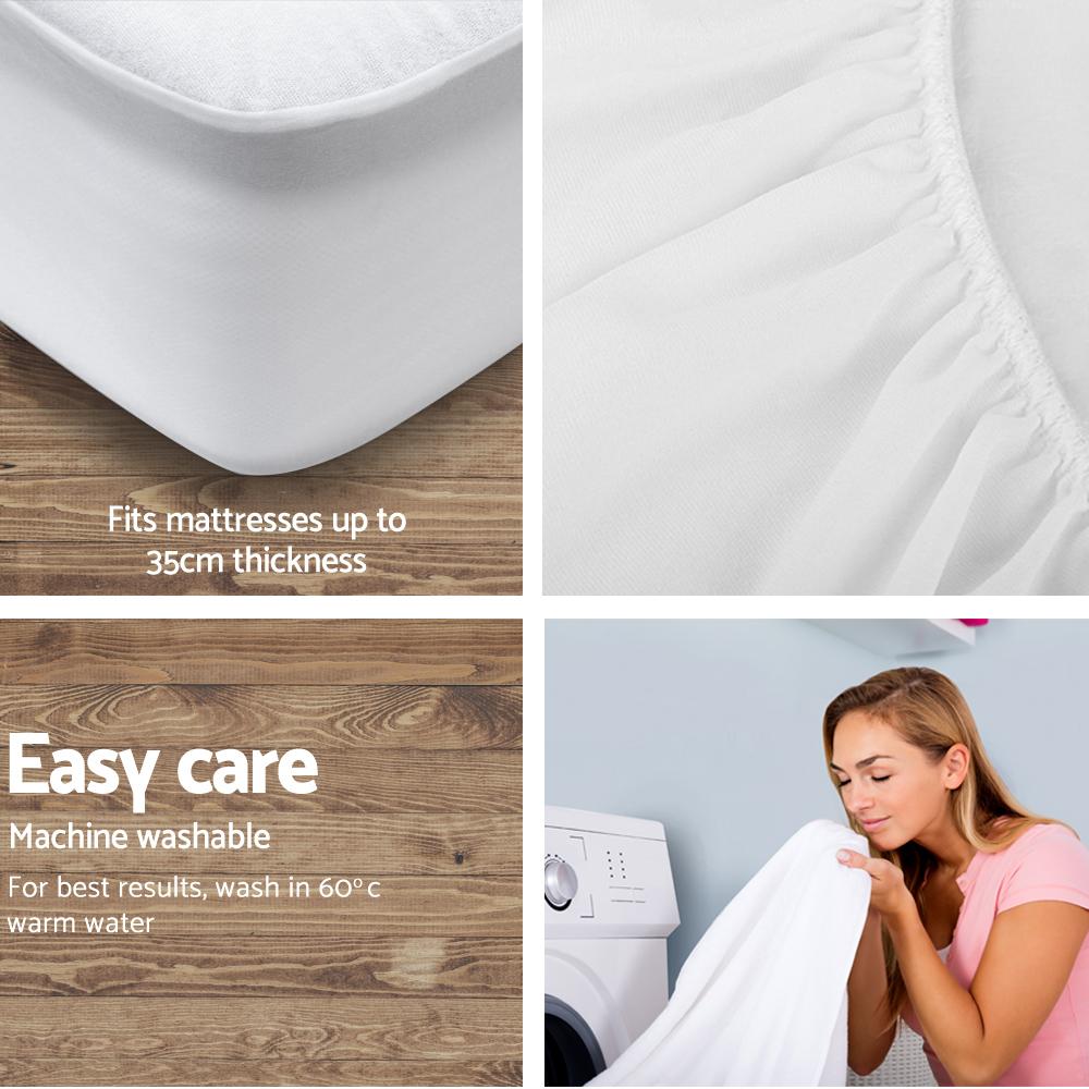 Queen Size Waterproof Bamboo Mattress Protector - Hypoallergenic & Breathable for Allergy Relief - Perfect for Bedrooms, Guest Rooms & Kids' Beds