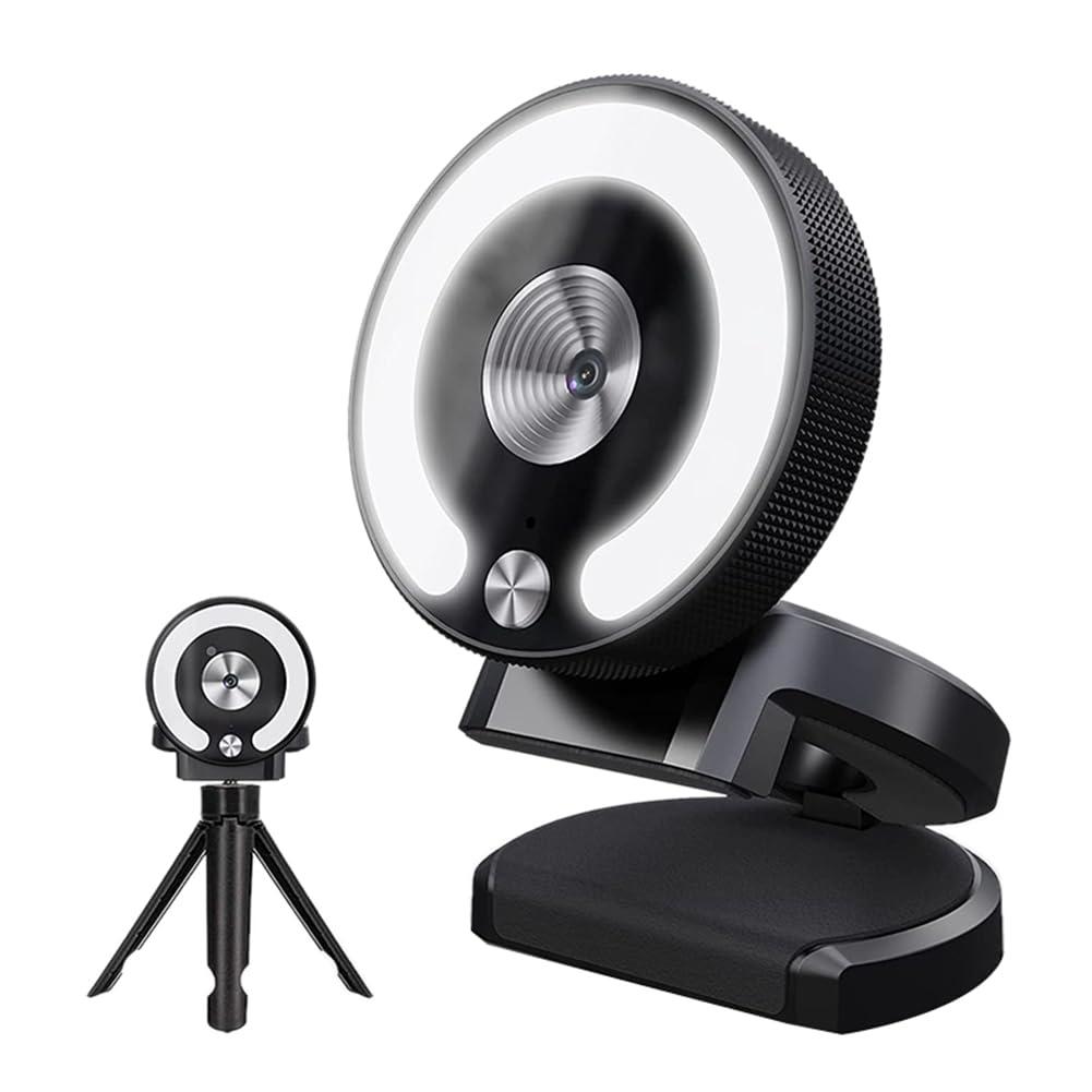 4K Webcam with Fill Light & Built-in Mic - Full HD Mini Camera for Laptop, PC, Live Streaming, Video Calls, Online Classes & Web Conferencing