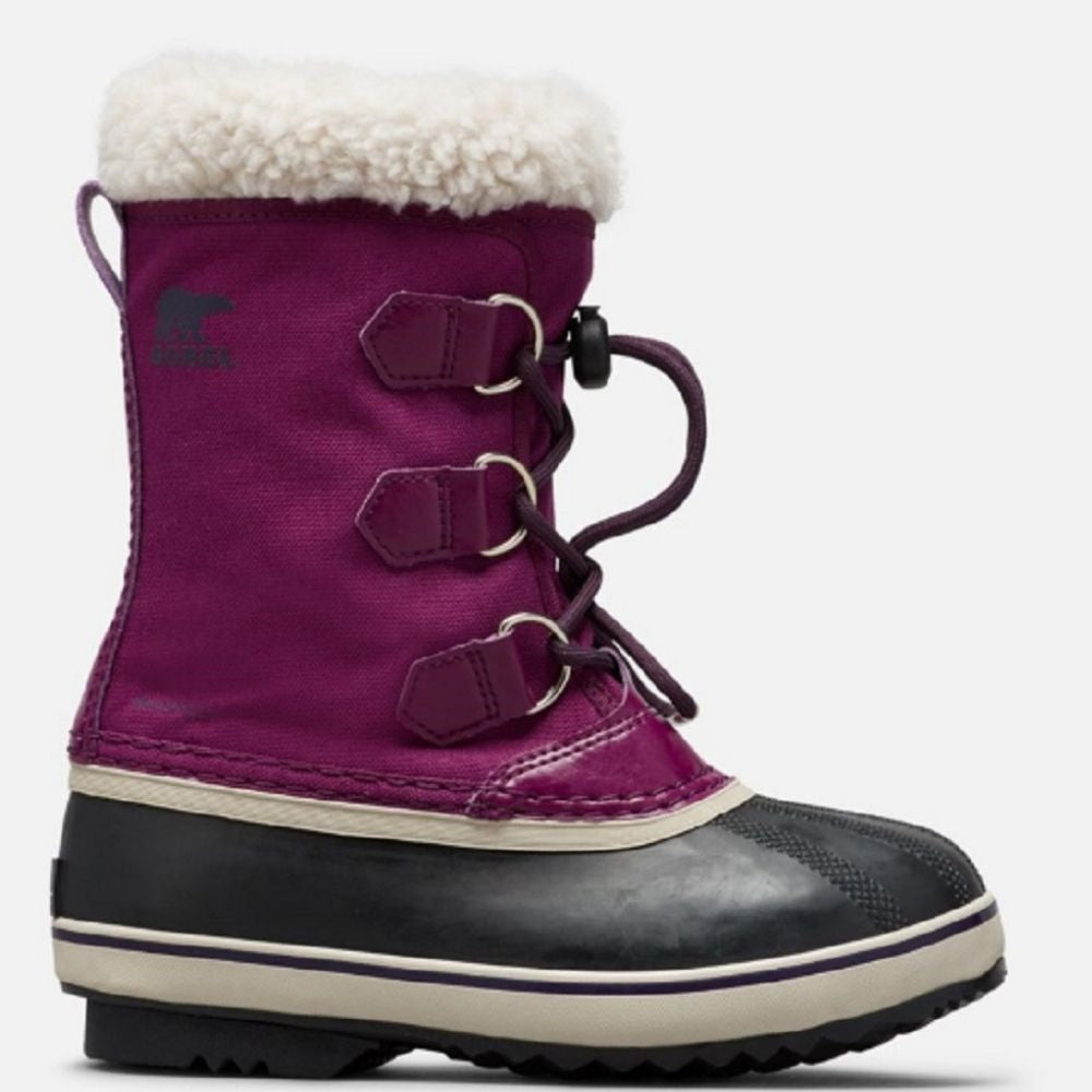 Sorel Yoot Pac Nylon Girls Snow Boots - Waterproof Winter Boots for Kids in Plum | Warm & Comfortable for Snow Play, School & Outdoor Activities