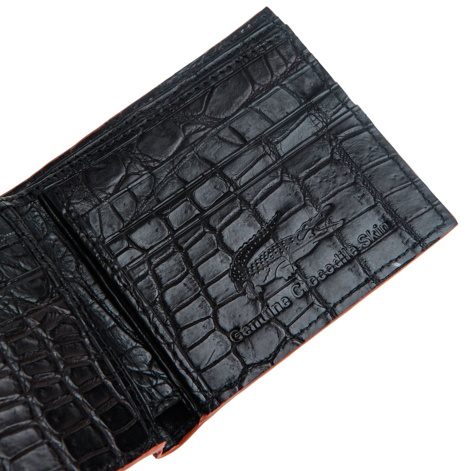 Premium Light Brown Genuine Crocodile Leather Men's Bifold Wallet - Slim RFID Blocking Credit Card Holder for Everyday Carry & Luxury Gift
