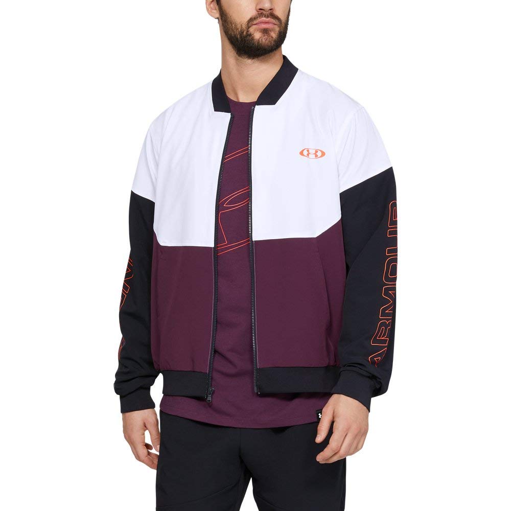 Under Armour UA Unstoppable 96 Bomber Jacket - XL Size, White - Perfect for Gym, Running & Outdoor Sports