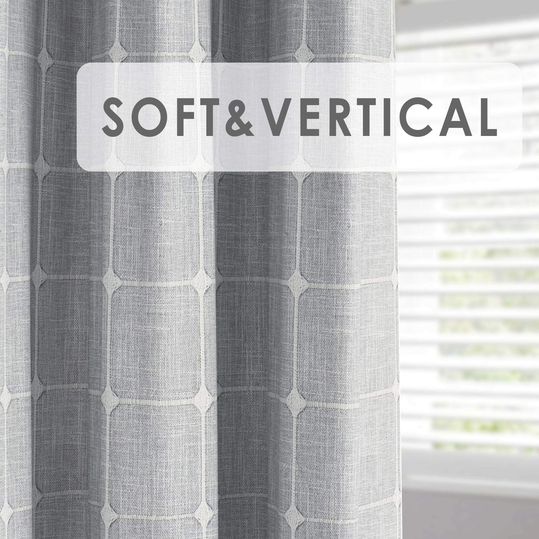 Macochico Light Grey Jacquard Pinch Pleat Linen Curtain Panel - Embroidered Room Darkening Drapes for Bedroom (72x96 Inches, 1 Panel) | Elegant Window Treatment with Lattice Design for Home & Office Decor