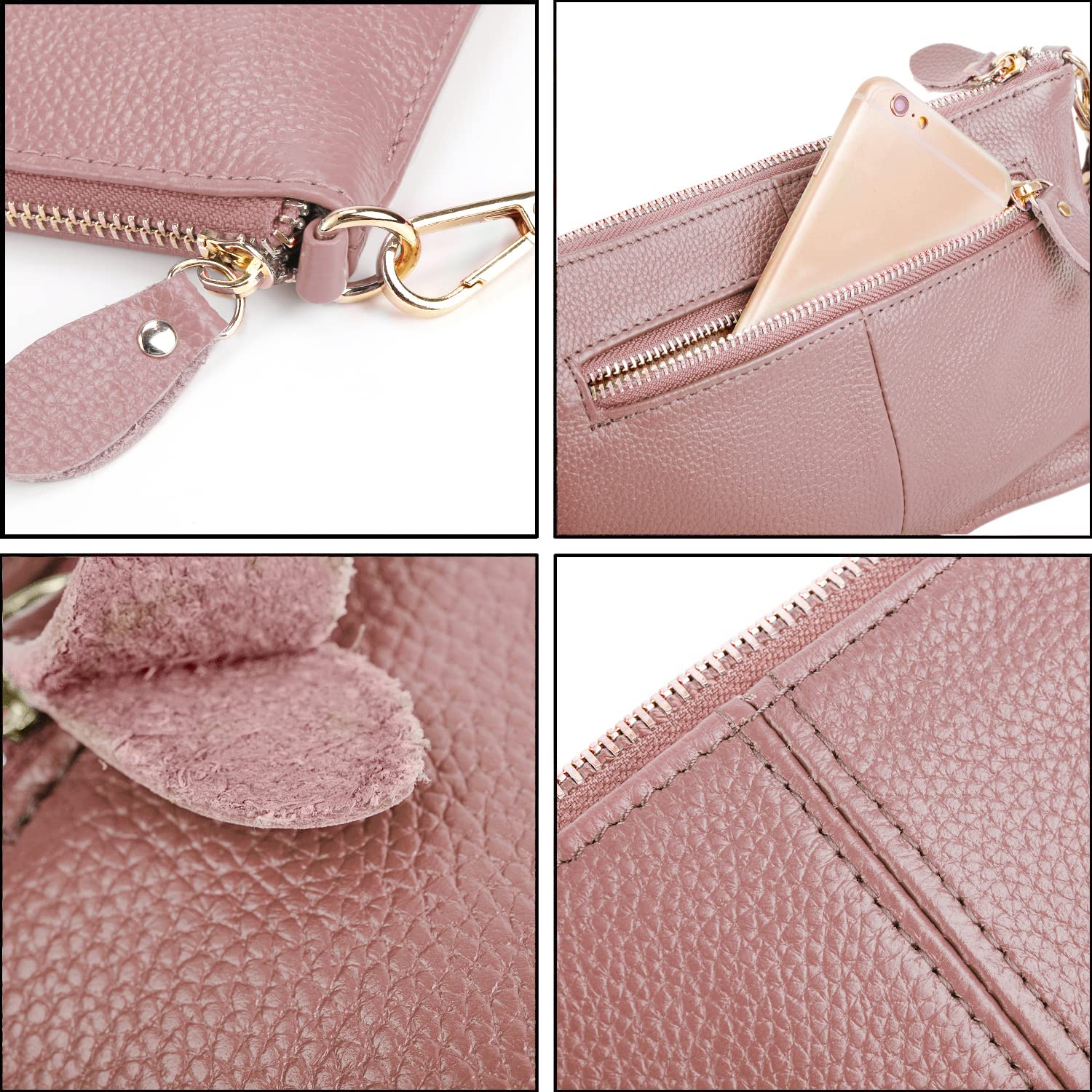 YALUXE Genuine Leather Crossbody Bag for Women - Phone Wallet Purse for Daily Use