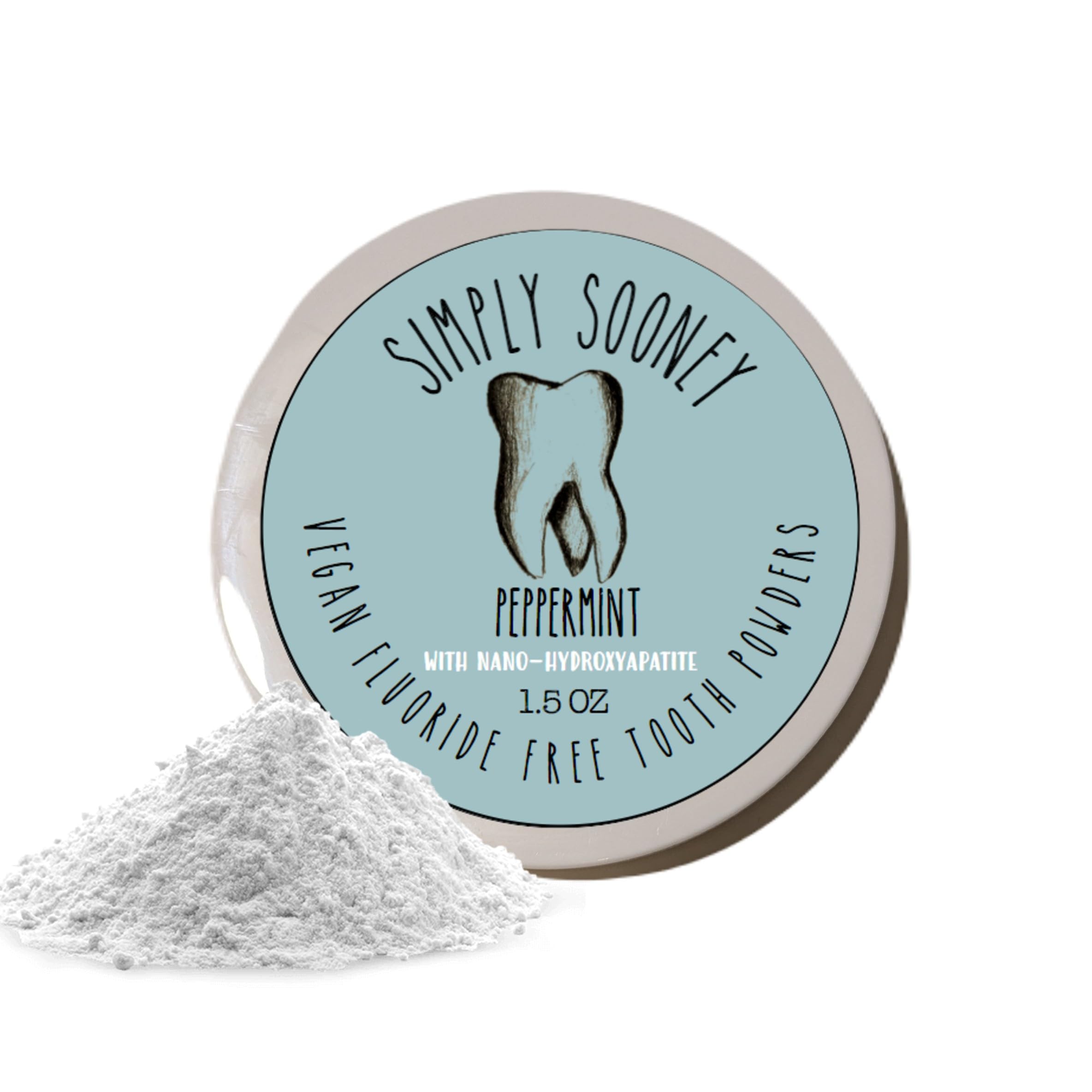 Remineralizing Vegan Mineral Tooth Powder with Peppermint & Nano-Hydroxyapatite - Natural Teeth Whitening & Strengthening Formula - 1.5oz Jar - Ideal for Sensitive Teeth & Eco-Friendly Oral Care at Home or Travel