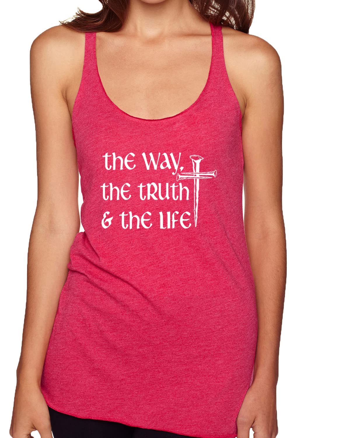 Inspirational Christian Tri-Blend Racerback Tank Top - The Way, The Truth & The Life - Comfortable & Stylish for Church, Bible Study & Everyday Wear