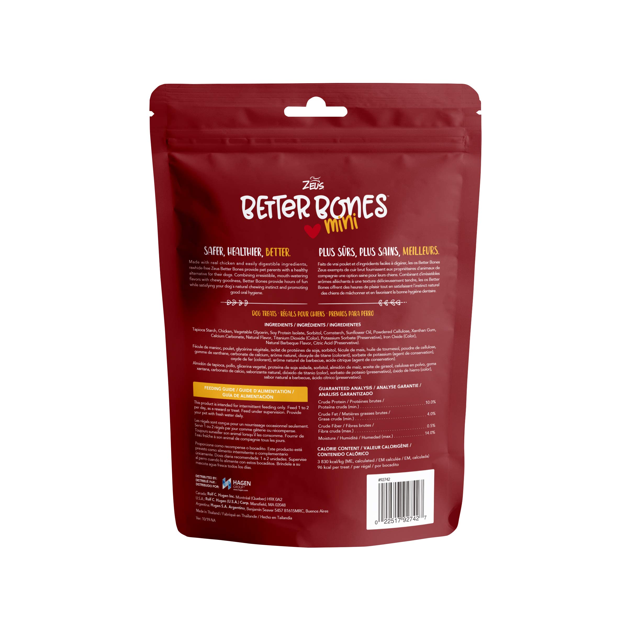 Zeus Better Bones BBQ Chicken Flavor Mini Dog Treats - 24 Pack - Healthy Dental Chews for Small & Medium Dogs - Perfect for Training, Rewards, and Oral Care