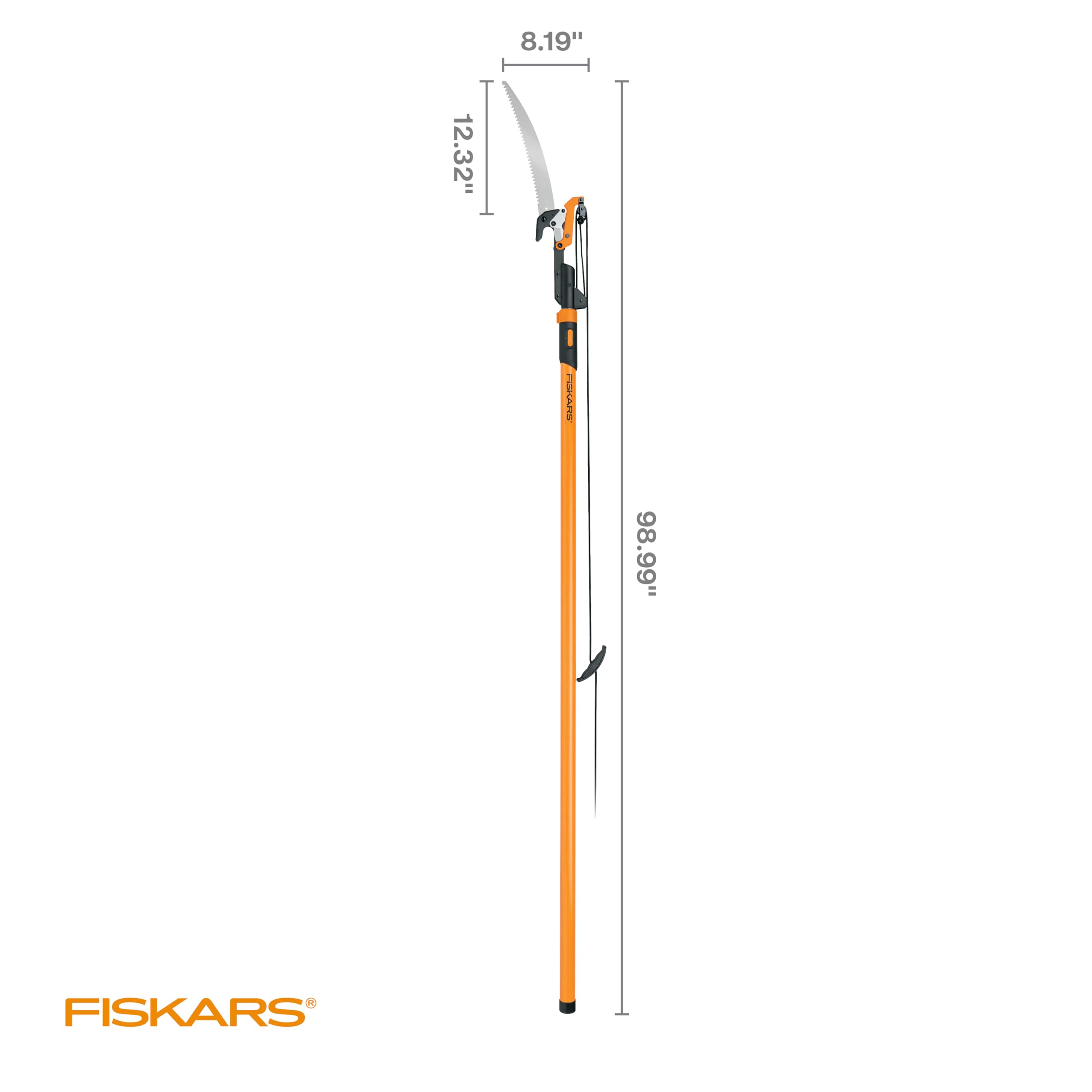 Fiskars 7ft-14ft Extendable Pole Saw & Tree Pruner - Power-Lever Technology for Easy Cutting - Heavy Duty Garden Tool for Tree Trimming & Pruning (Black/Orange) - Perfect for Lawn Care, Landscaping & Outdoor Maintenance