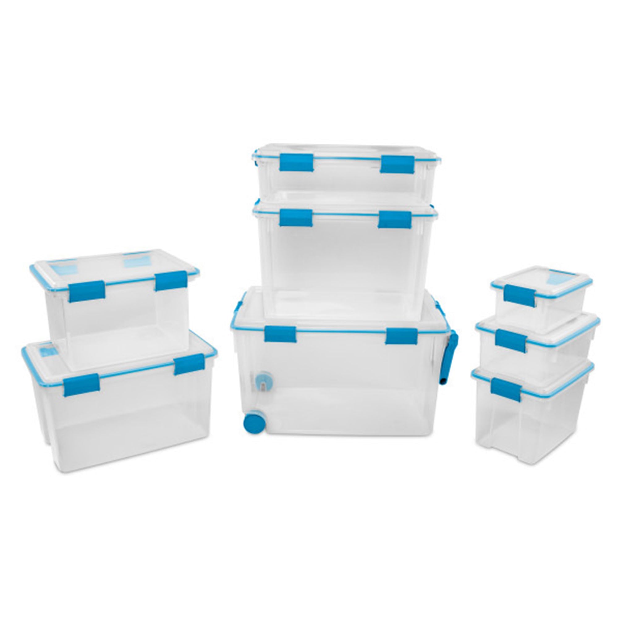 Sterilite 12-Pack 37 Quart Clear Weatherproof Storage Bins with Secure Latching Lids - Airtight Plastic Containers for Home Organization, Garage, Basement & Outdoor Use