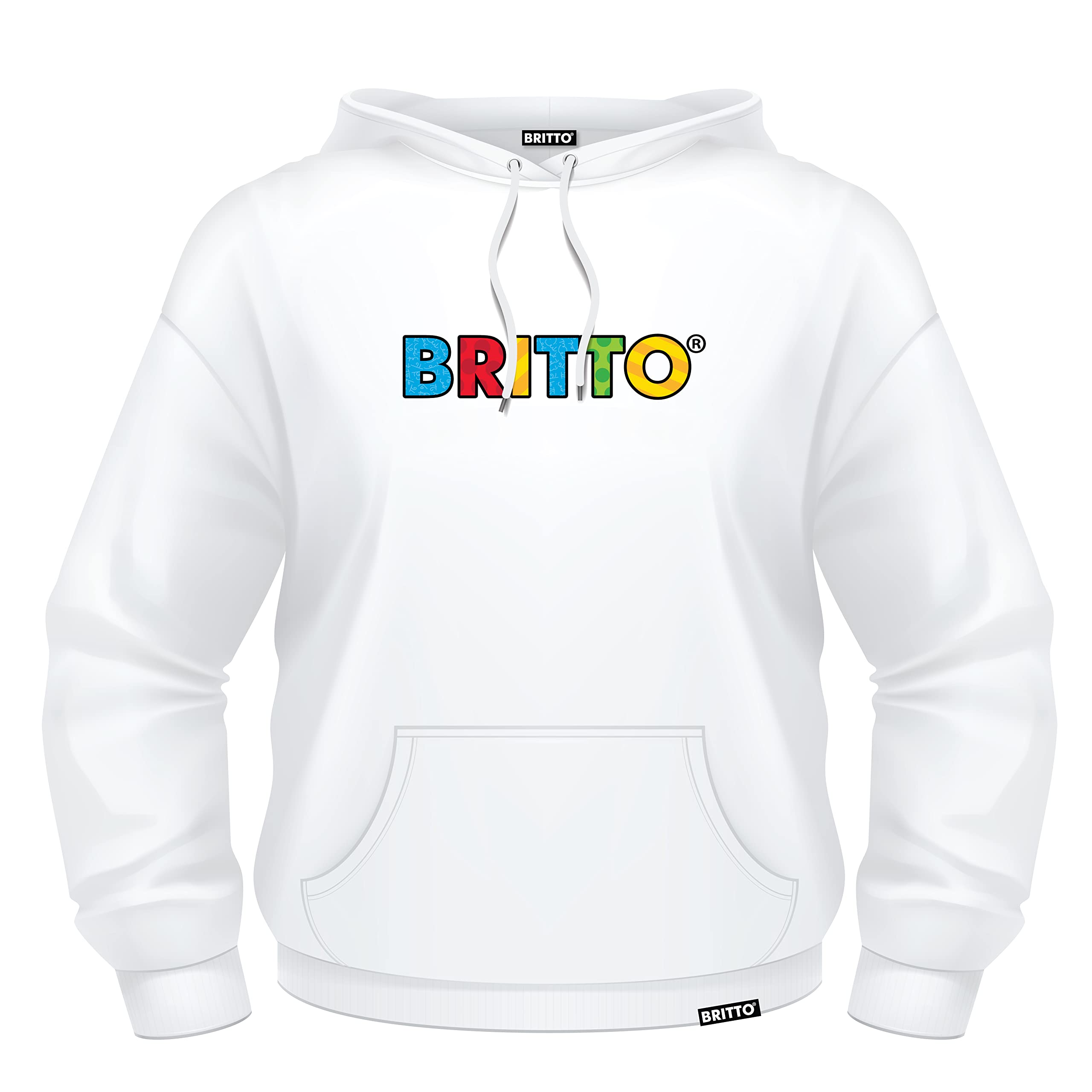 BRITTO Romero Women's Hoodie - Colorful Artwork Design Pullover Sweatshirt - White - Casual Wear for Women - Perfect for Street Style, Lounge & Everyday Fashion