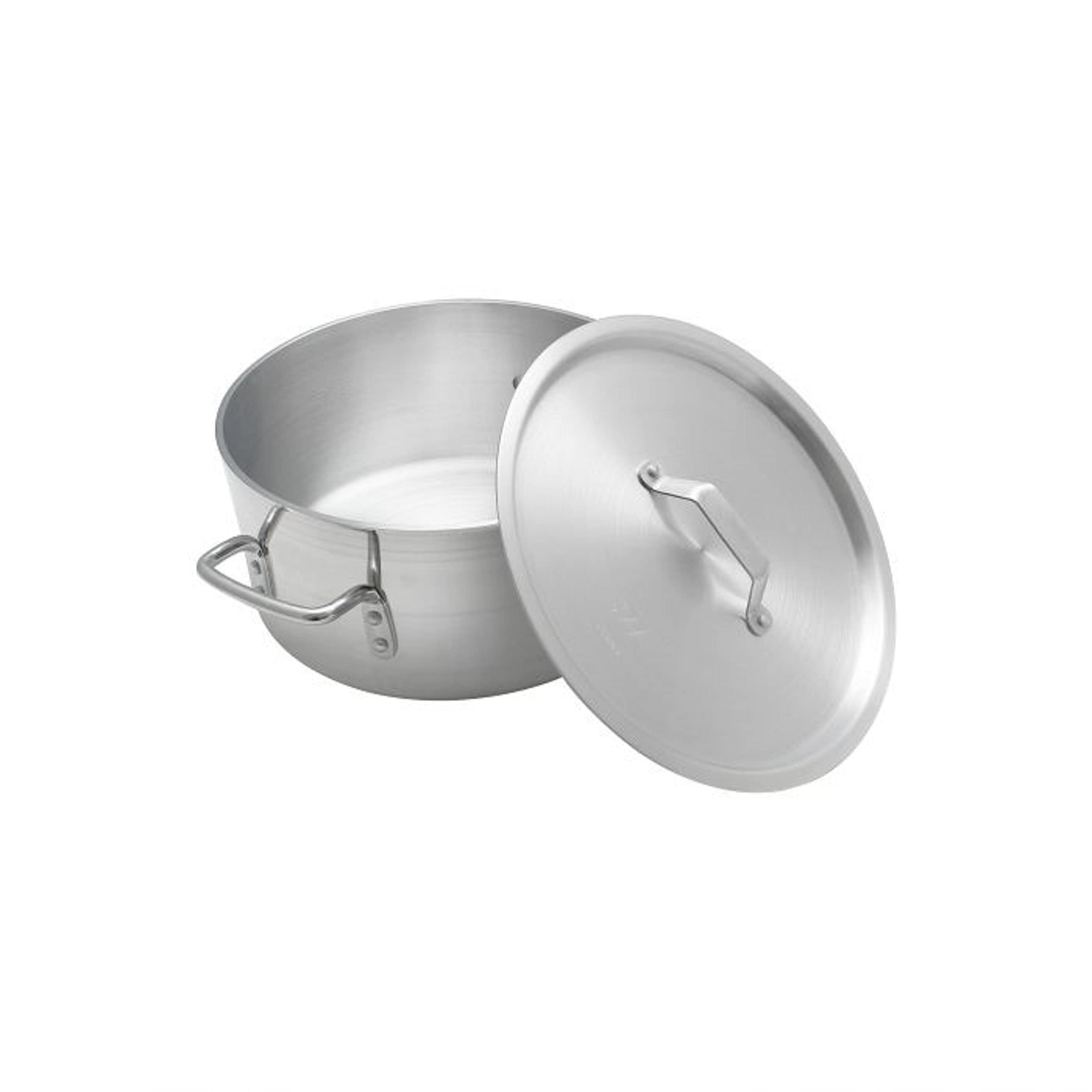 TrueCraftware 14 Quart Heavy Duty Aluminum Brazier Pot with Lid - 6mm Thick Mirror Finish Braising Pan for Roasting, Baking, Sautéing, Searing & Frying - Perfect for Home Cooking, Camping & Outdoor BBQ