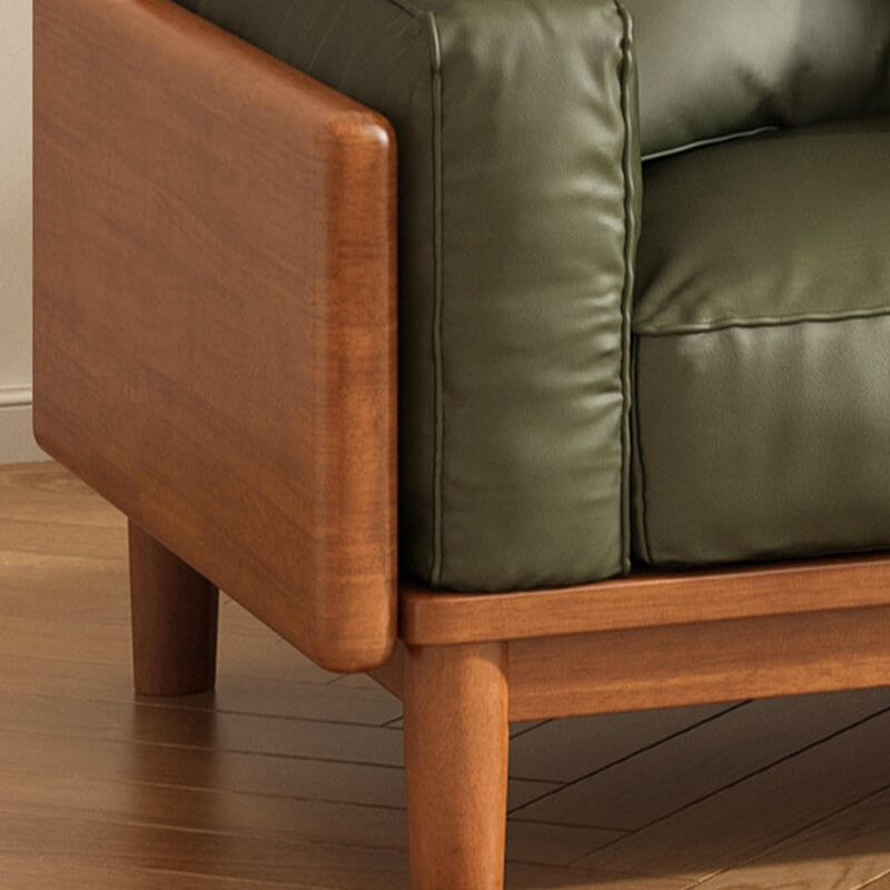 Minimalist Lime Green Scratch-Resistant Sofa & Loveseat with Wood Square Arms, Wide Pillow Back & 3 Throw Pillows - 3/4/5 Seater for Living Room, Lounge & Home Office