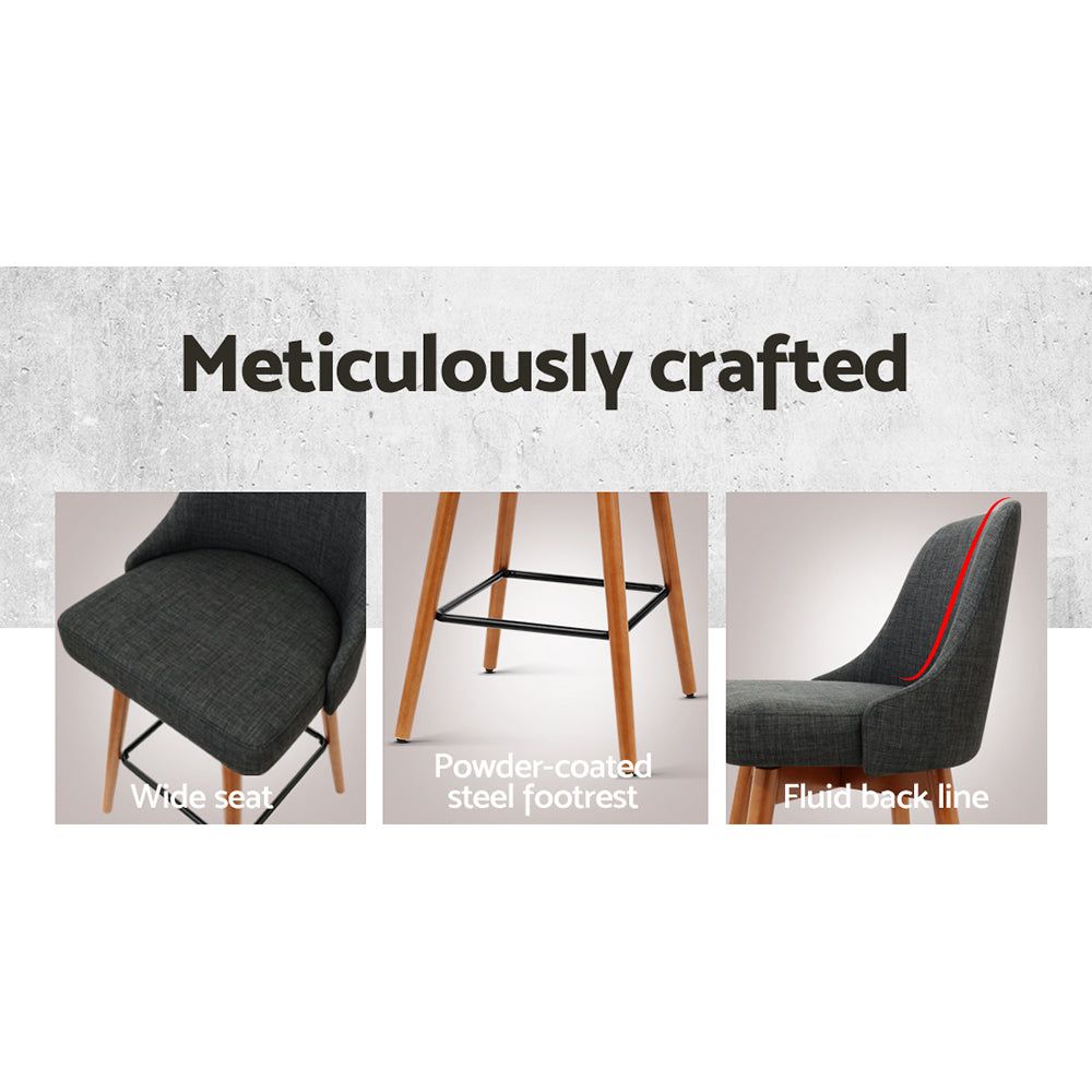4 Bar Stools with Swivel Seats - Wooden Bar Height Stools in Charcoal Finish - Perfect for Kitchen Islands, Breakfast Bars, and Home Bars