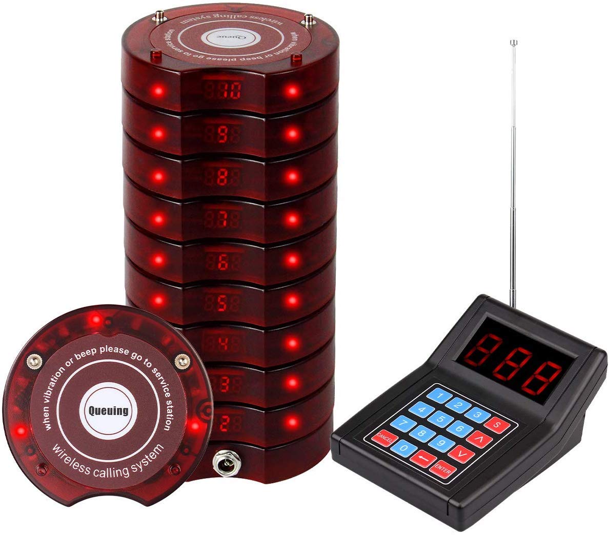 Retekess TD165 Wireless Pager System - 10 Restaurant Pagers with Call & Cancel Function, Quick Beep Alert, Lanyard Hole for Easy Carry - Ideal for Restaurants, Cafes, Retail Stores & Waiting Areas