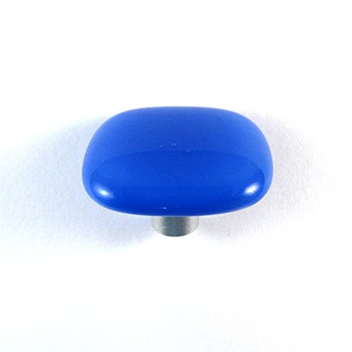 Cobalt Blue Glass Cabinet Knobs - 6PC Set, Rounded Square Shape, Colormax Collection (118 Color Options) - Perfect for Kitchen Cabinets, Bathroom Vanities, Dressers & Furniture Hardware Upgrade