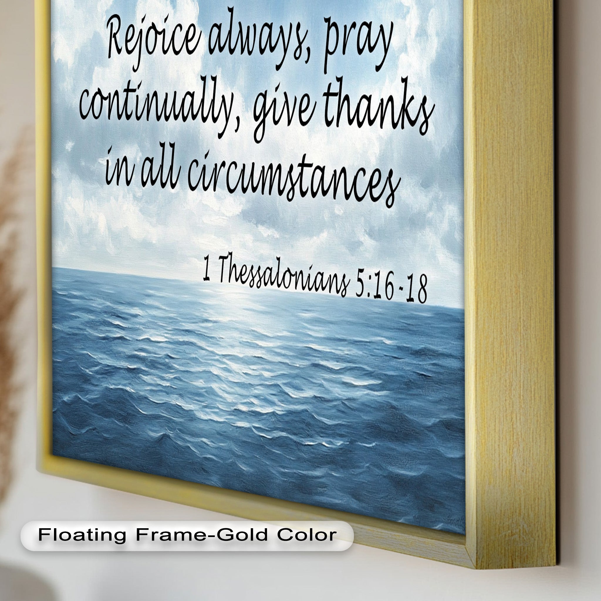 1 Thessalonians 5:16-18 Bible Verse Oil Painting - Rejoice Pray Give Thanks Scripture Wall Art for Christian Home Decor & Church