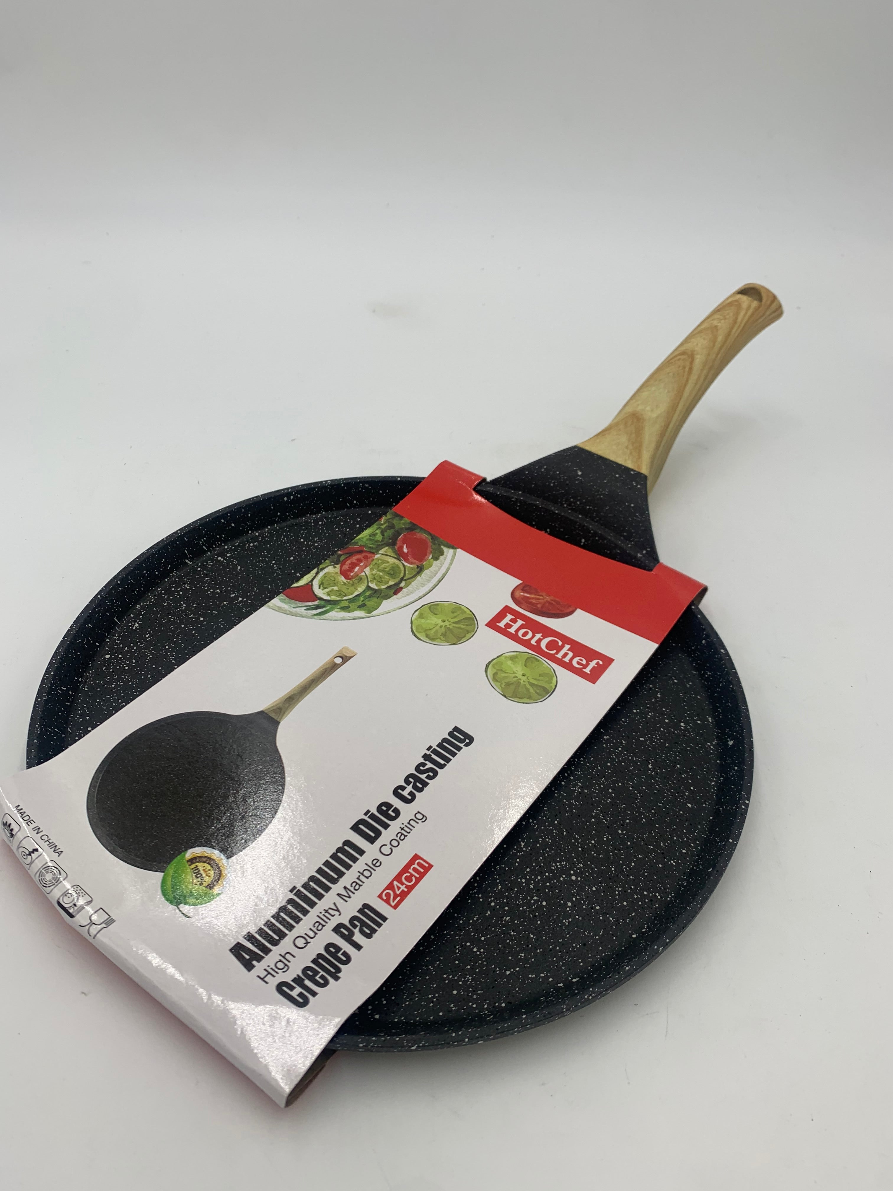24CM Non-Stick Crepe Pan with Wooden Handle - Perfect for Making Crepes, Pancakes & Omelets at Home