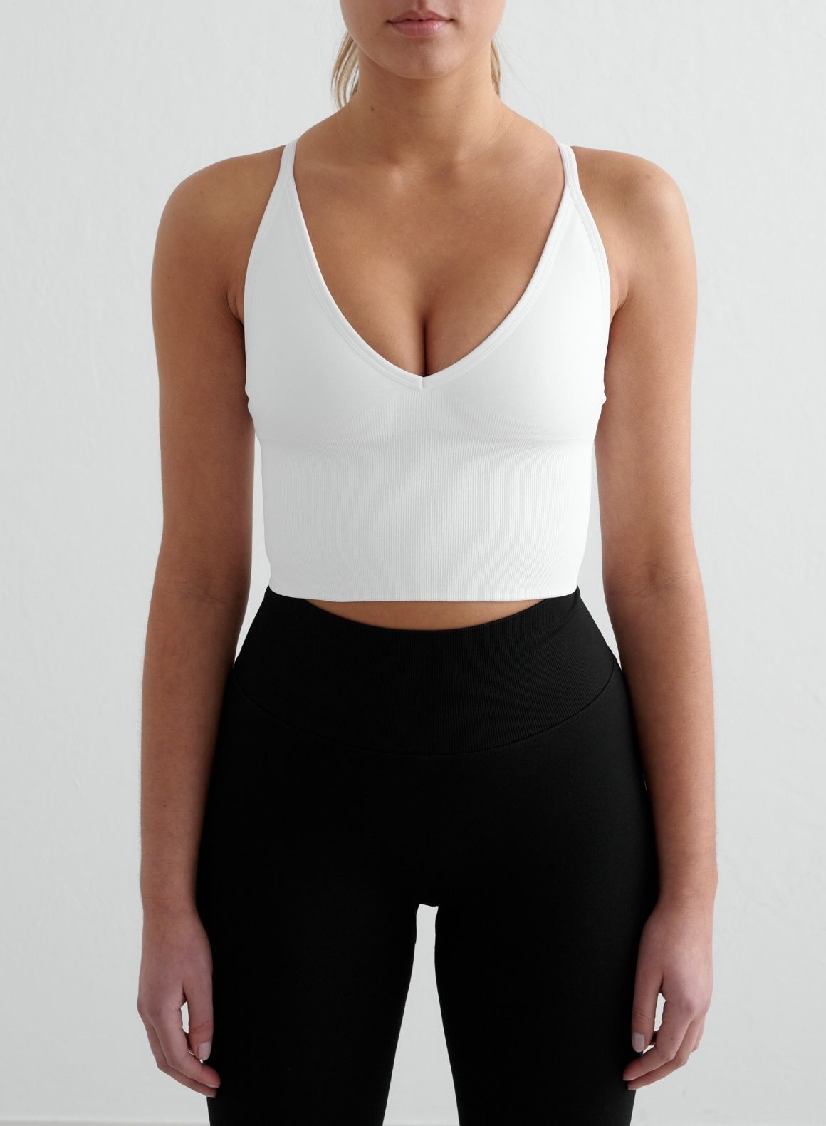 White Seamless Cross Back Bralette - Comfortable Wireless Bra for Yoga, Workout & Everyday Wear