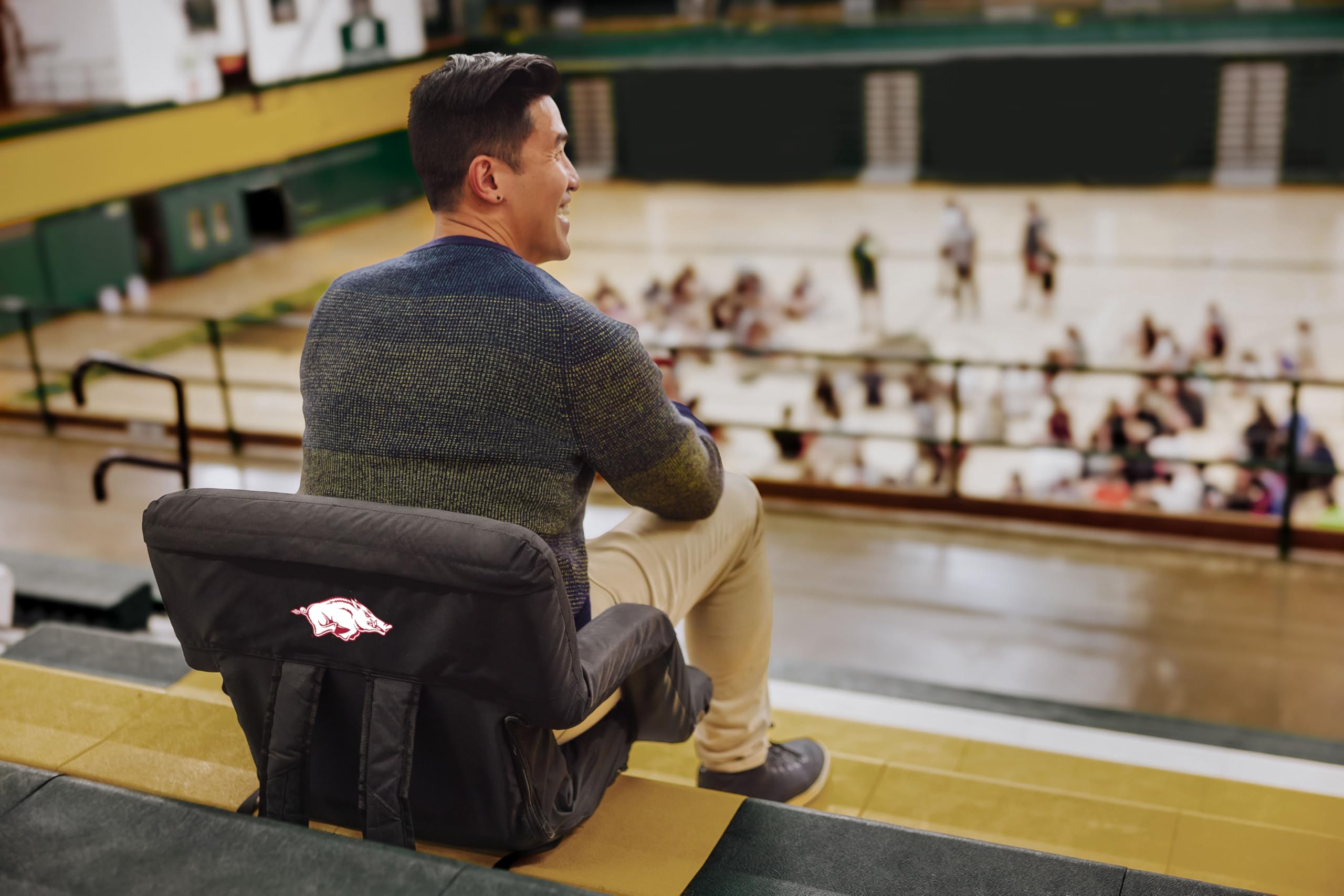 PICNIC TIME NCAA Ventura Reclining Stadium Chair - Portable Back Support Bleacher Seat for Football Games, Beach, Camping & Outdoor Events - Comfortable Floor Chair with Adjustable Recline