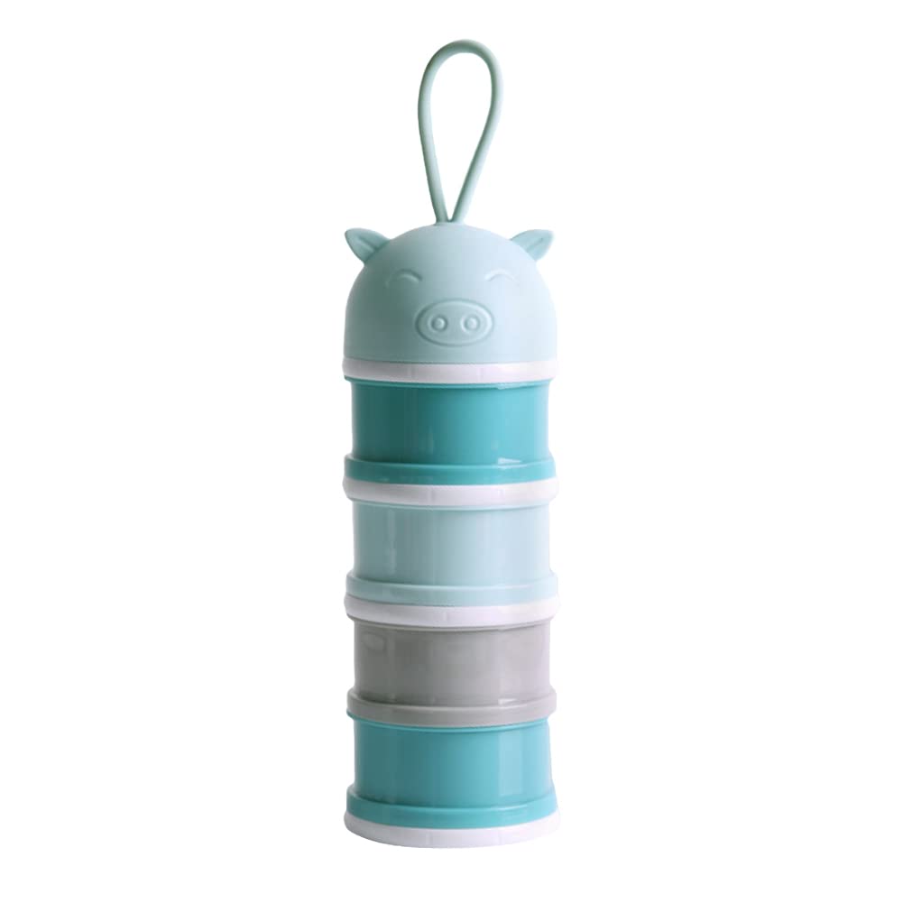 4-Layer Cute Pig Baby Formula Powder Dispenser - Portable Travel Milk Powder Container for Infants | Perfect for On-the-Go Feeding, Daycare & Family Outings