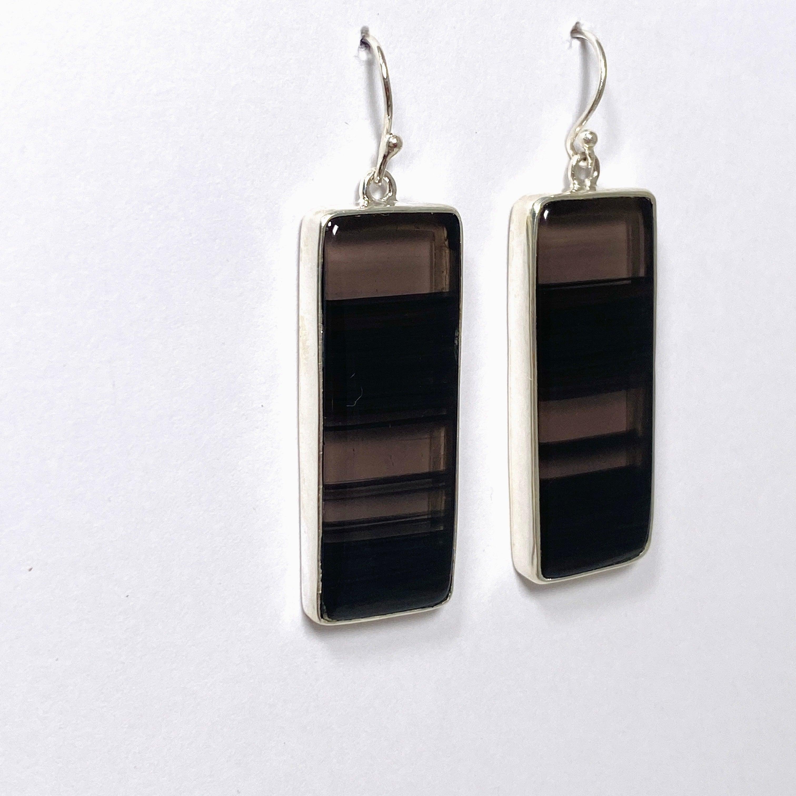 Midnight Obsidian Rectangular Earrings for Women - Elegant Black Gemstone Jewelry KEGJ1498 - Perfect for Evening Parties, Date Nights & Special Occasions