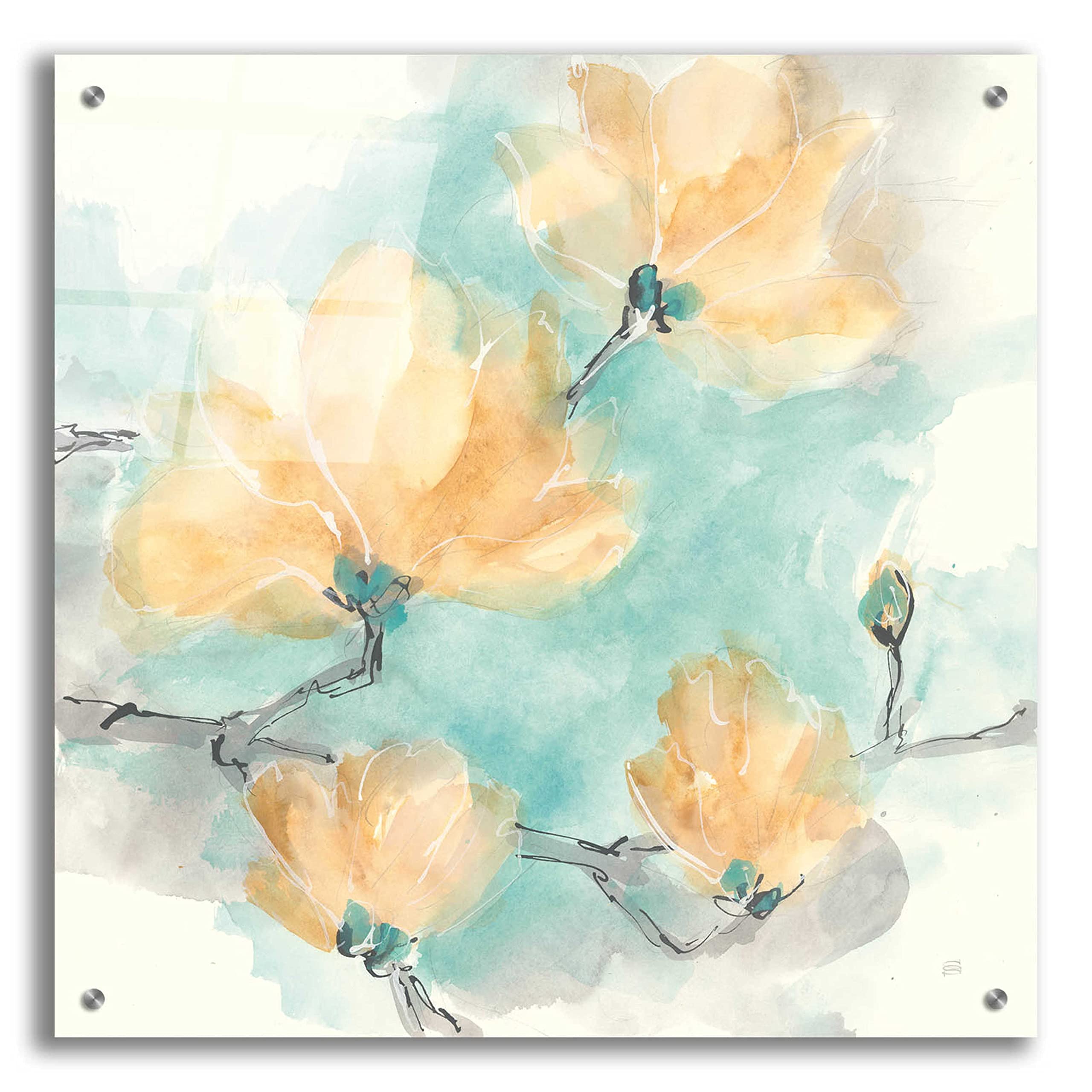 Chris Paschke Teal Buds IV Abstract Art Painting - 24x24 Inch Modern Canvas Wall Decor for Living Room, Bedroom & Office | Perfect Gift for Art Lovers