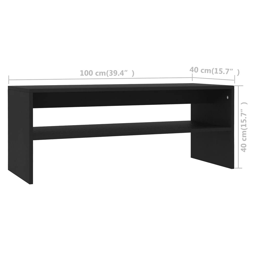 Modern Black Coffee Table with Shelf - 39.4