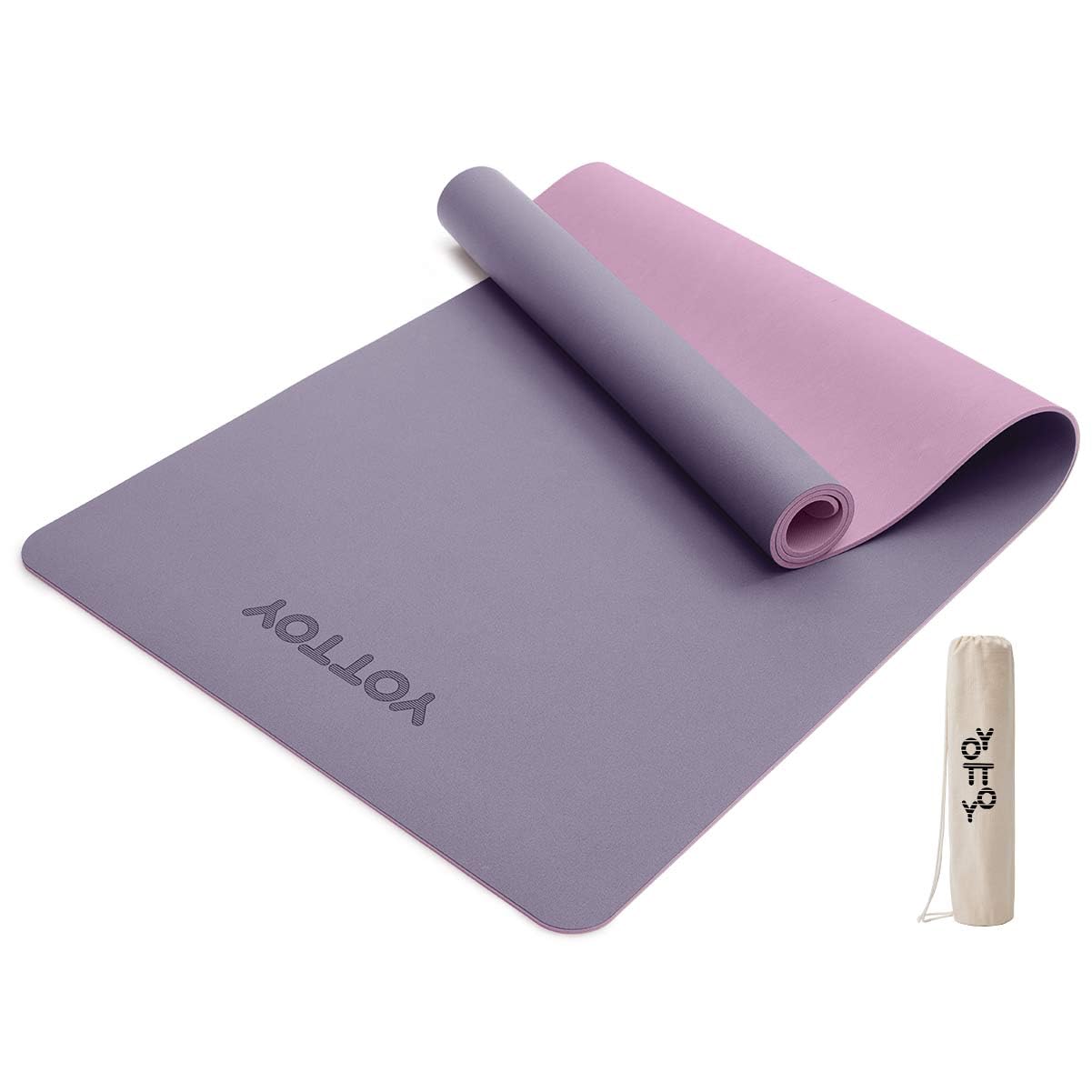 YOTTOY Non-Slip Hot Yoga Mat - Eco-Friendly Natural Rubber with Anti-Tear Design, Includes Carrying Strap & Storage Bag - Perfect for Hot Yoga, Pilates & Home Workouts