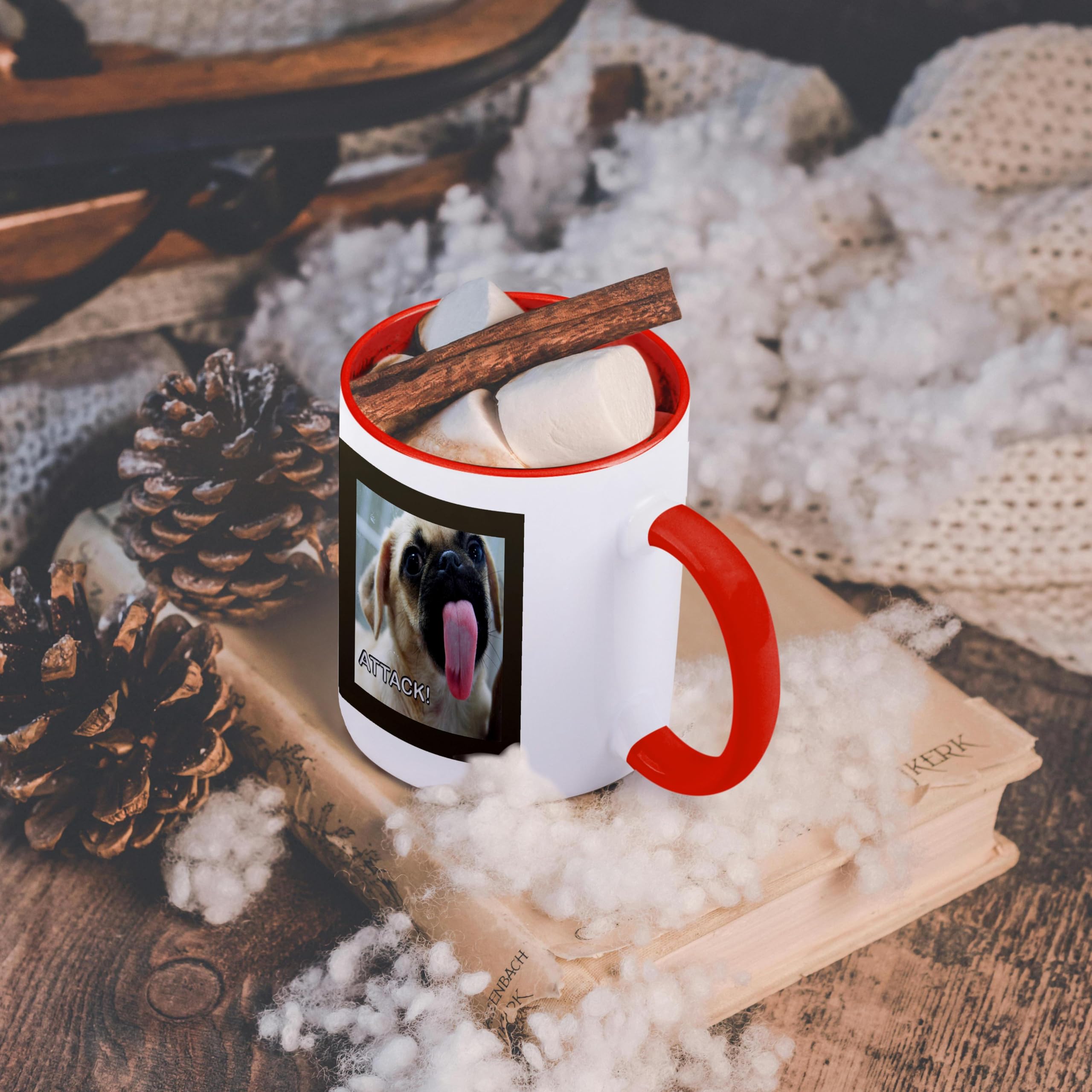 3D Rose 11oz Two-Tone Red and White Ceramic Coffee Mug - Perfect for Home, Office, or Gift Giving